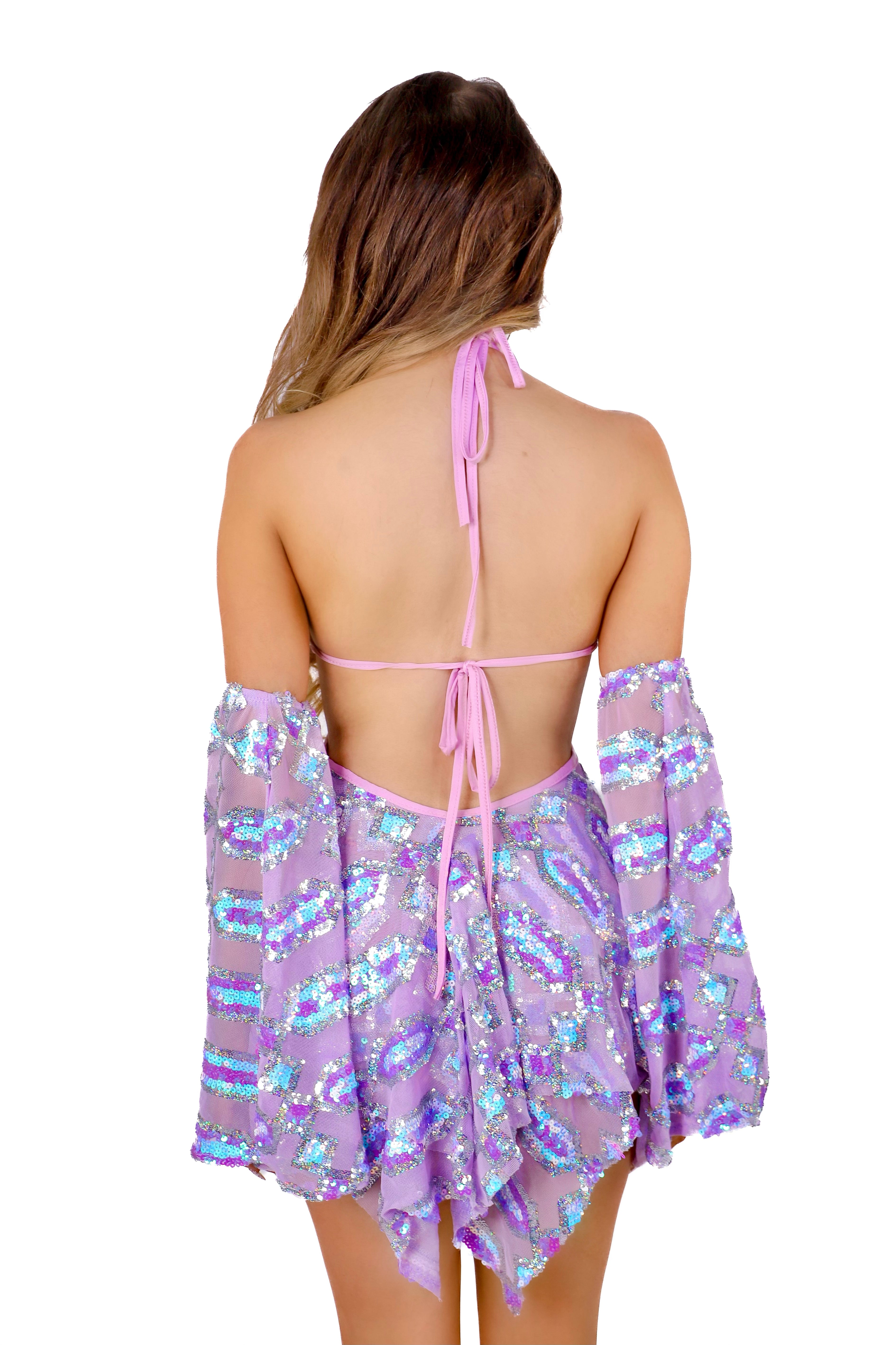 FULL OUTFIT- Lavender Sequin Goddess Dress (2 pcs)