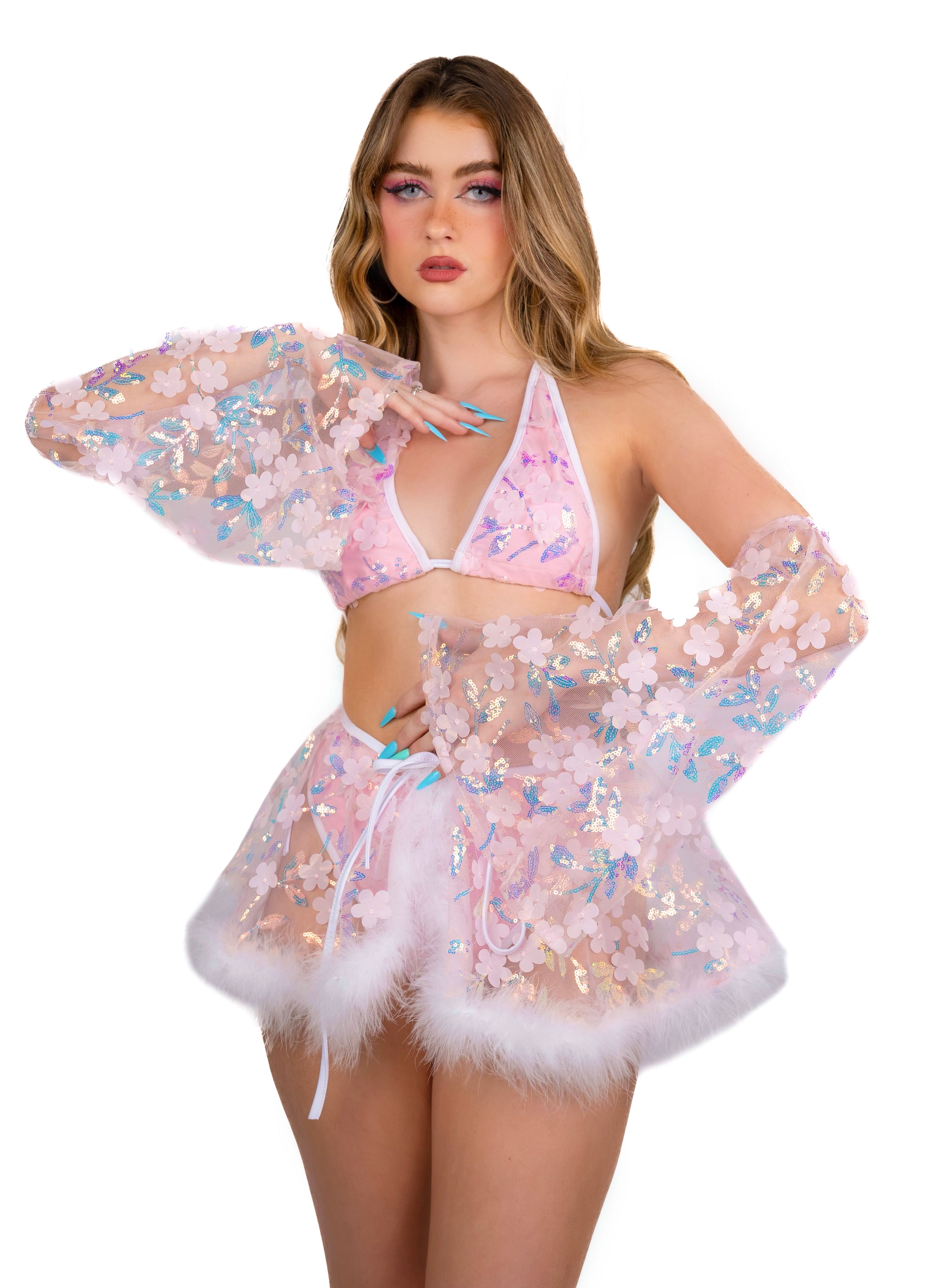 Pink Cloud Fairy Blossom Set (4 pcs) Rave clothes,rave outfits,edc