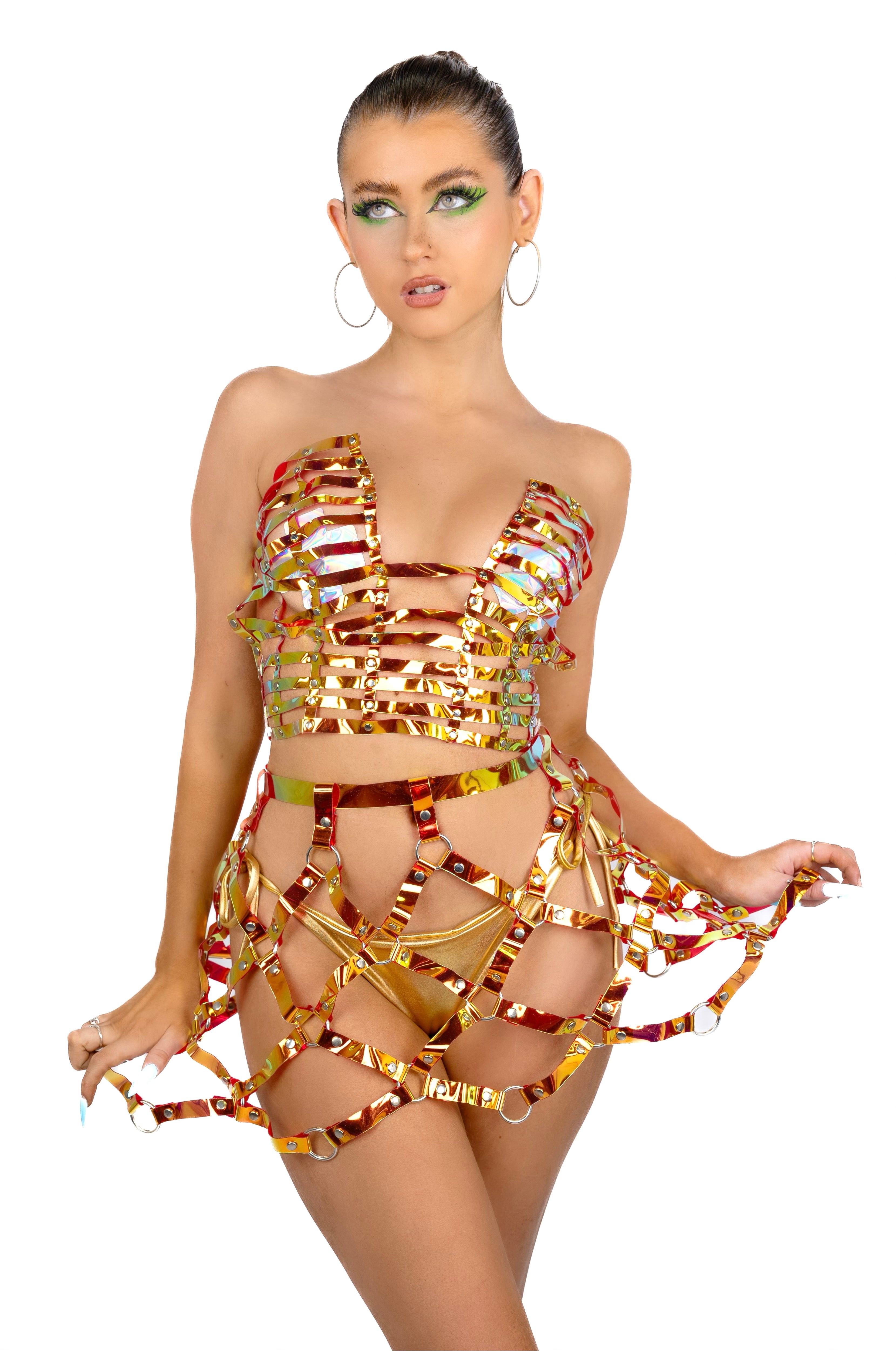 Flame Holographic Harness Skirt
