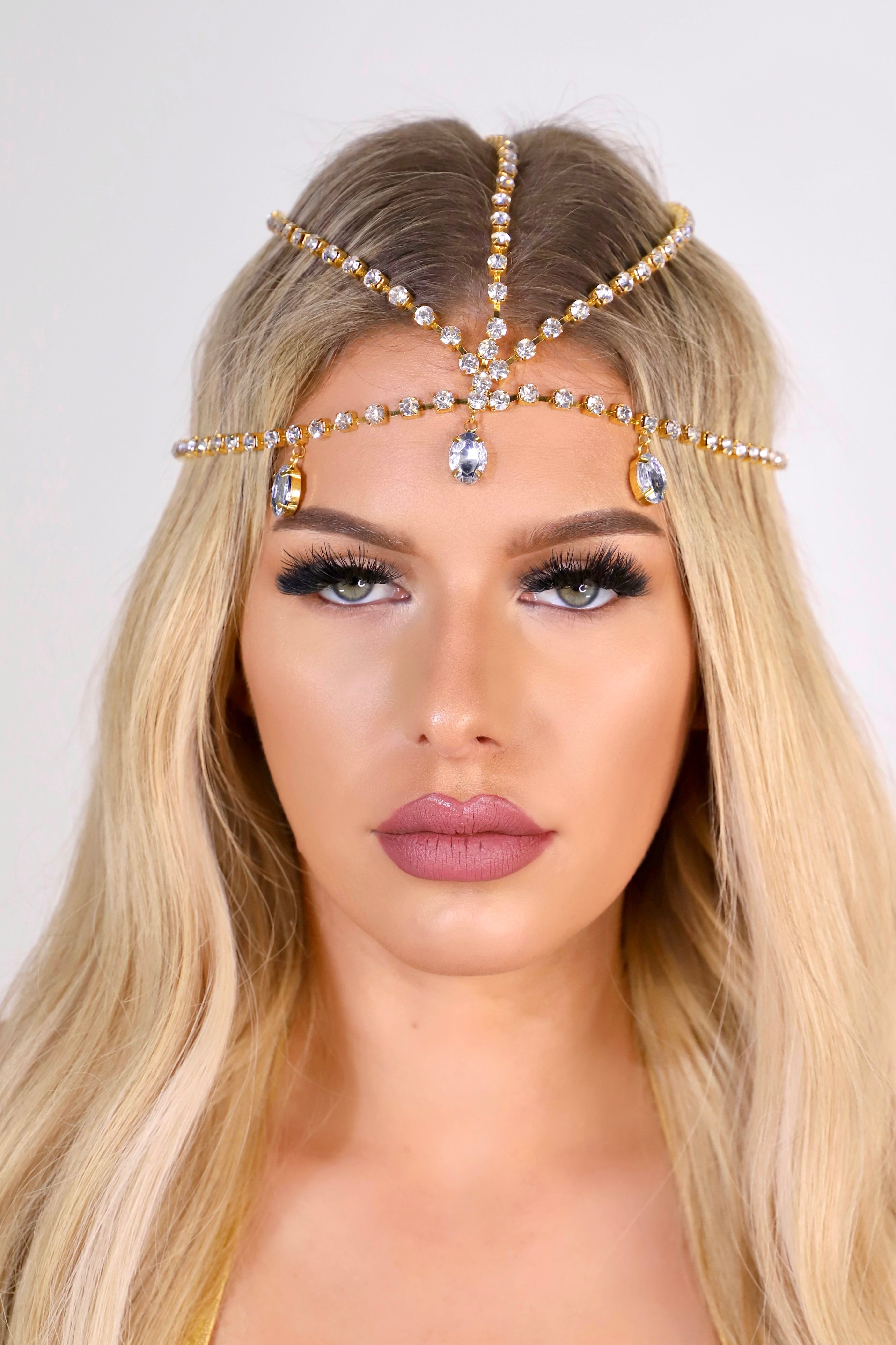 Gold Sunset Rhinestone Head Jewelry