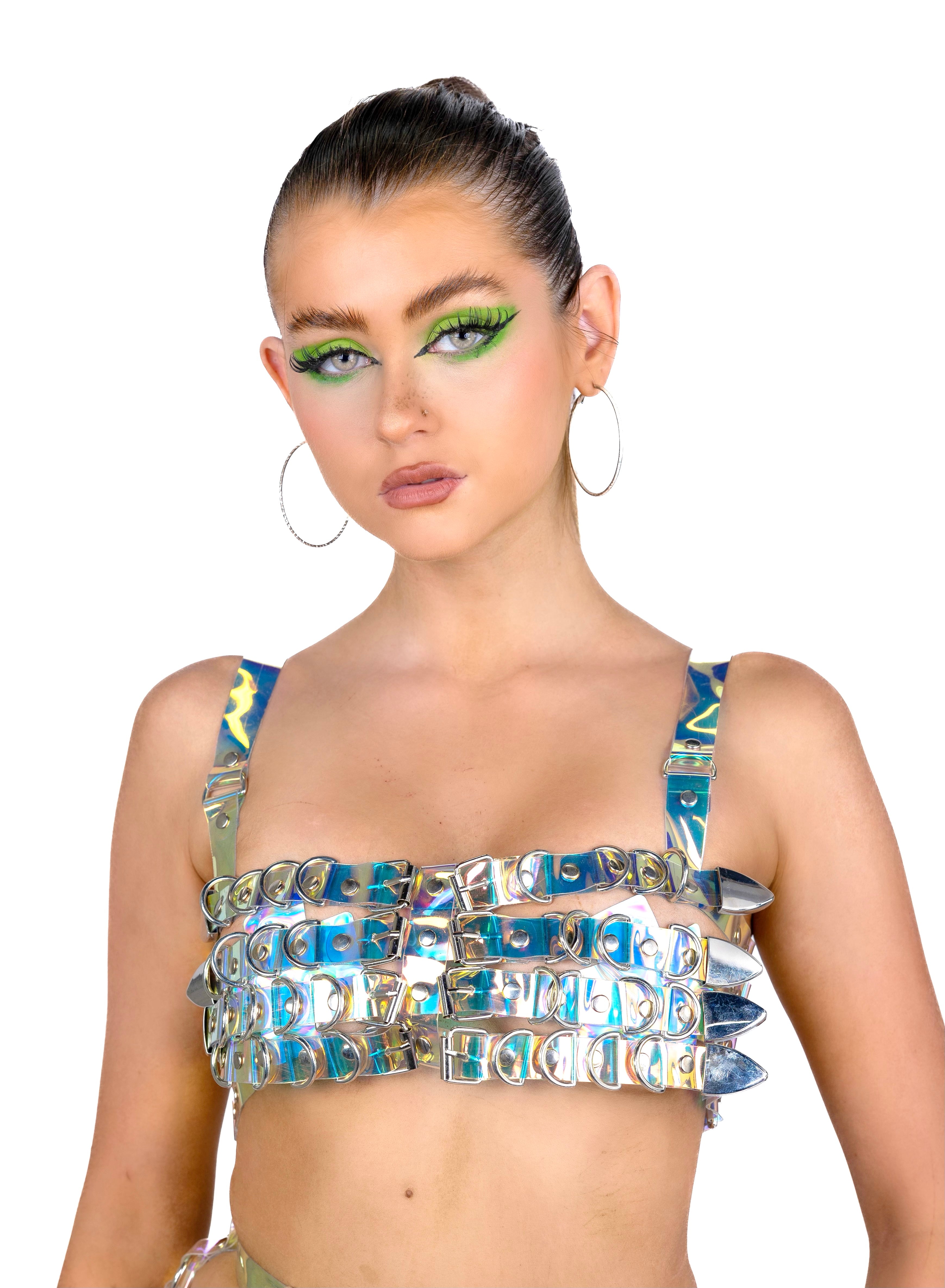 Mermaid Holographic Harness Buckle Top