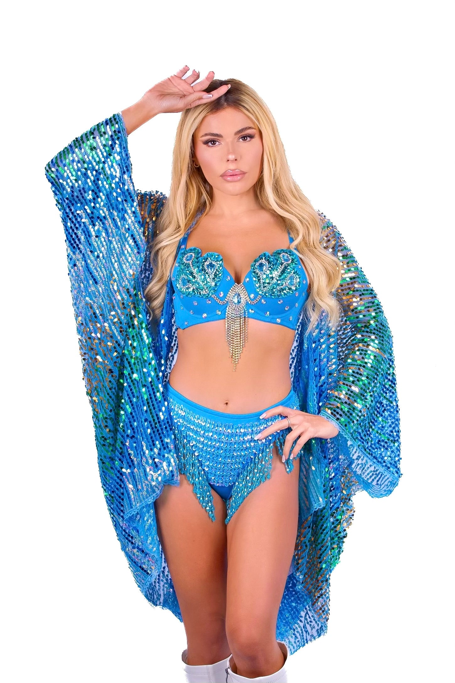 FULL OUTFIT- Blue Peacock Diva (3 pcs)