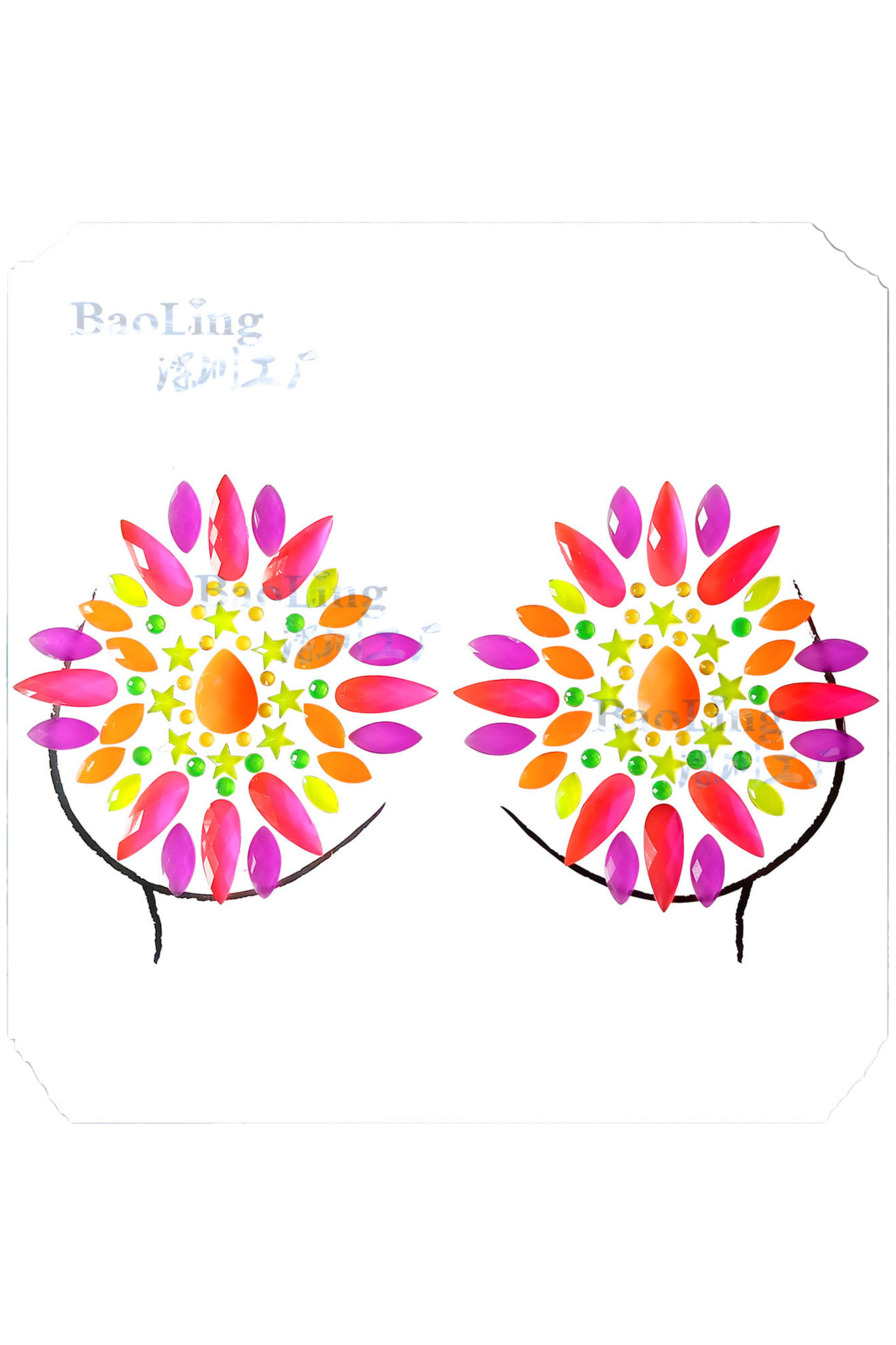 Neon Rhinestone Crystal Jewel Pasties Body/Chest Jewels
