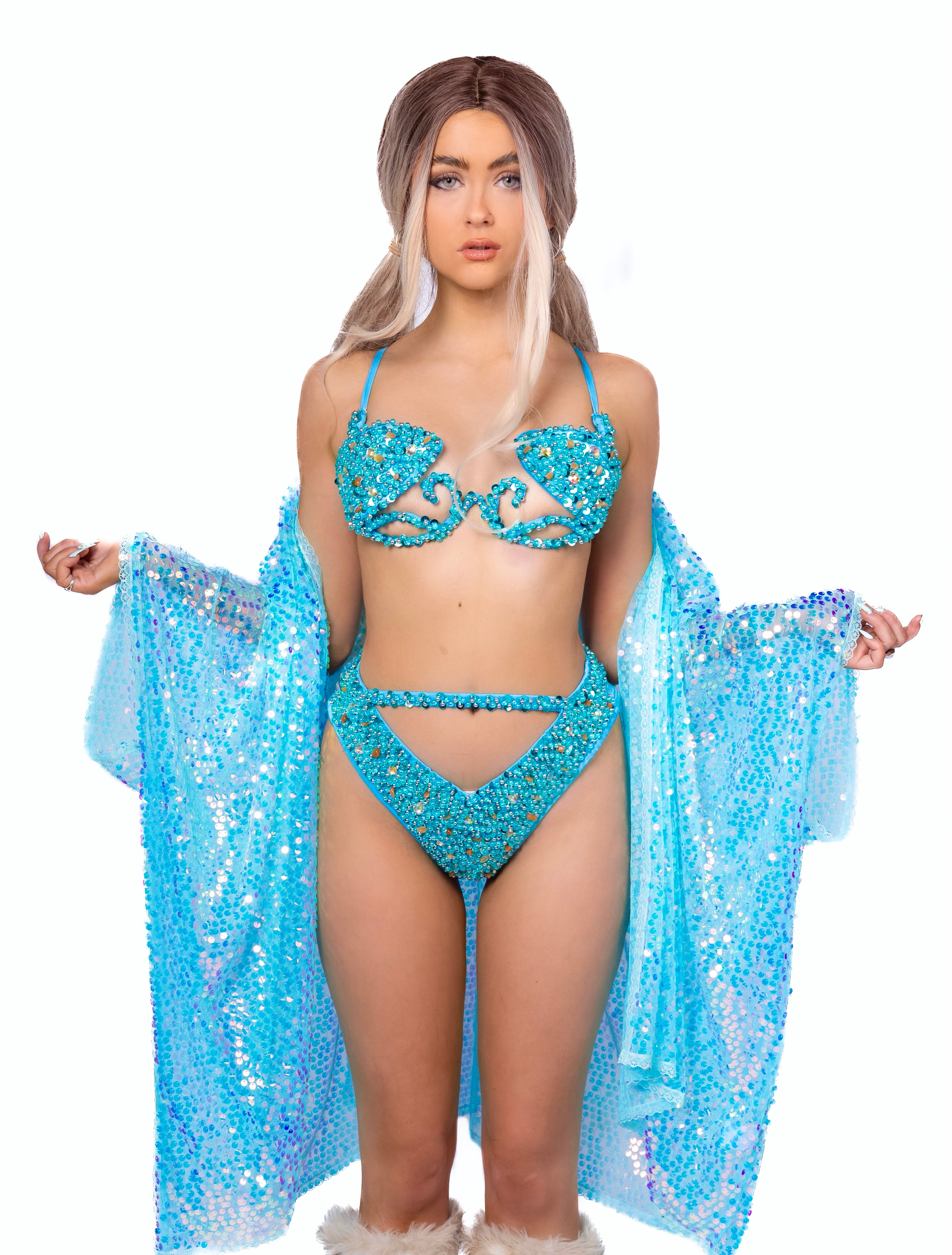 Turquoise Embroidery Carnival Bra