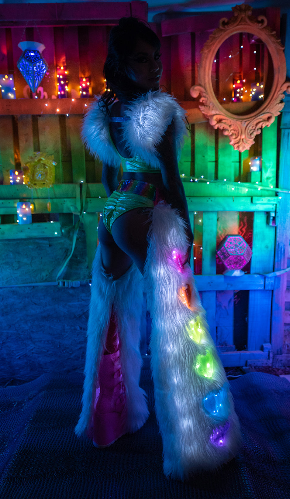 FE286 - Rainbow Heart Light-Up Chaps