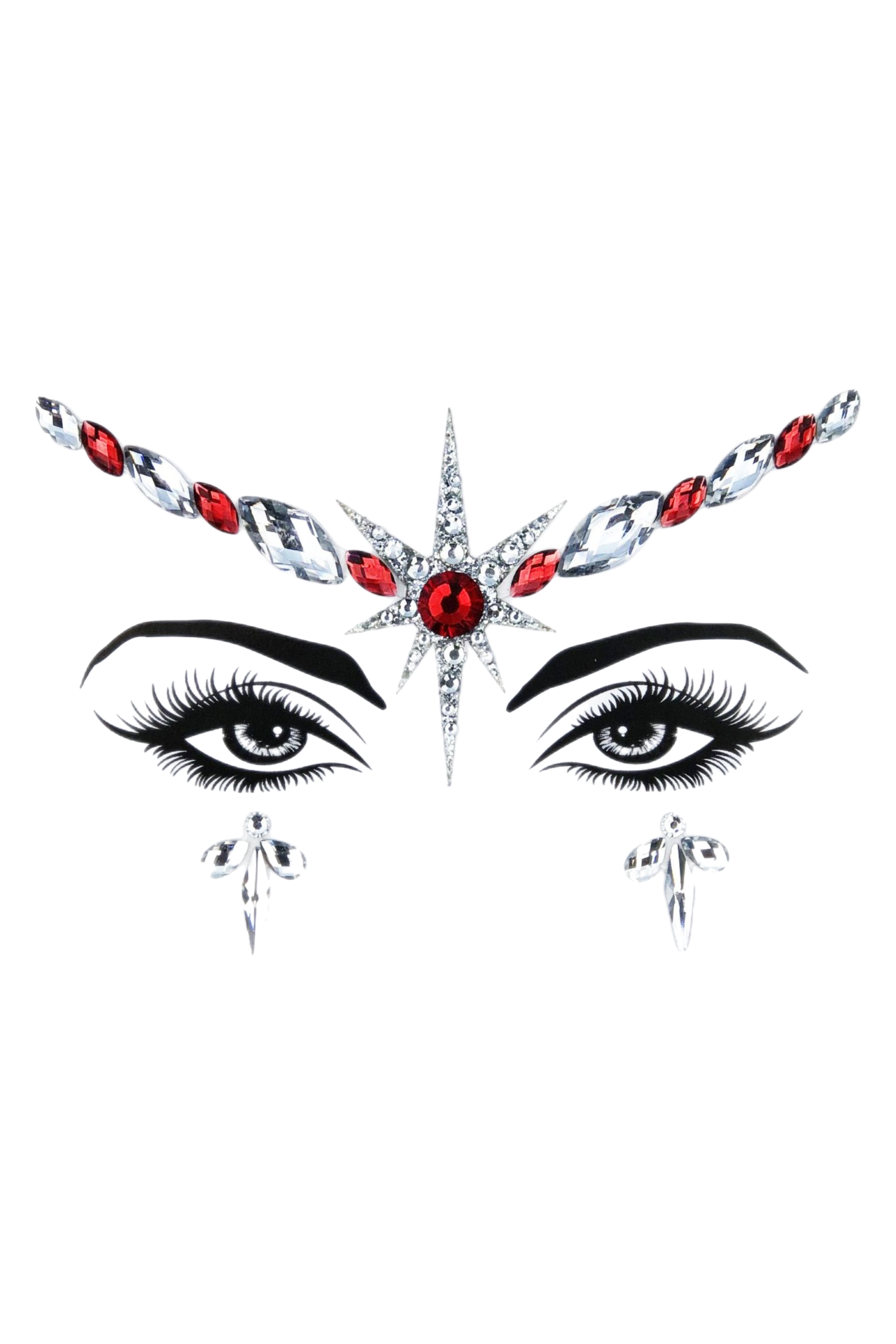 Red Goddess Rhinestone Crystal Face Jewels