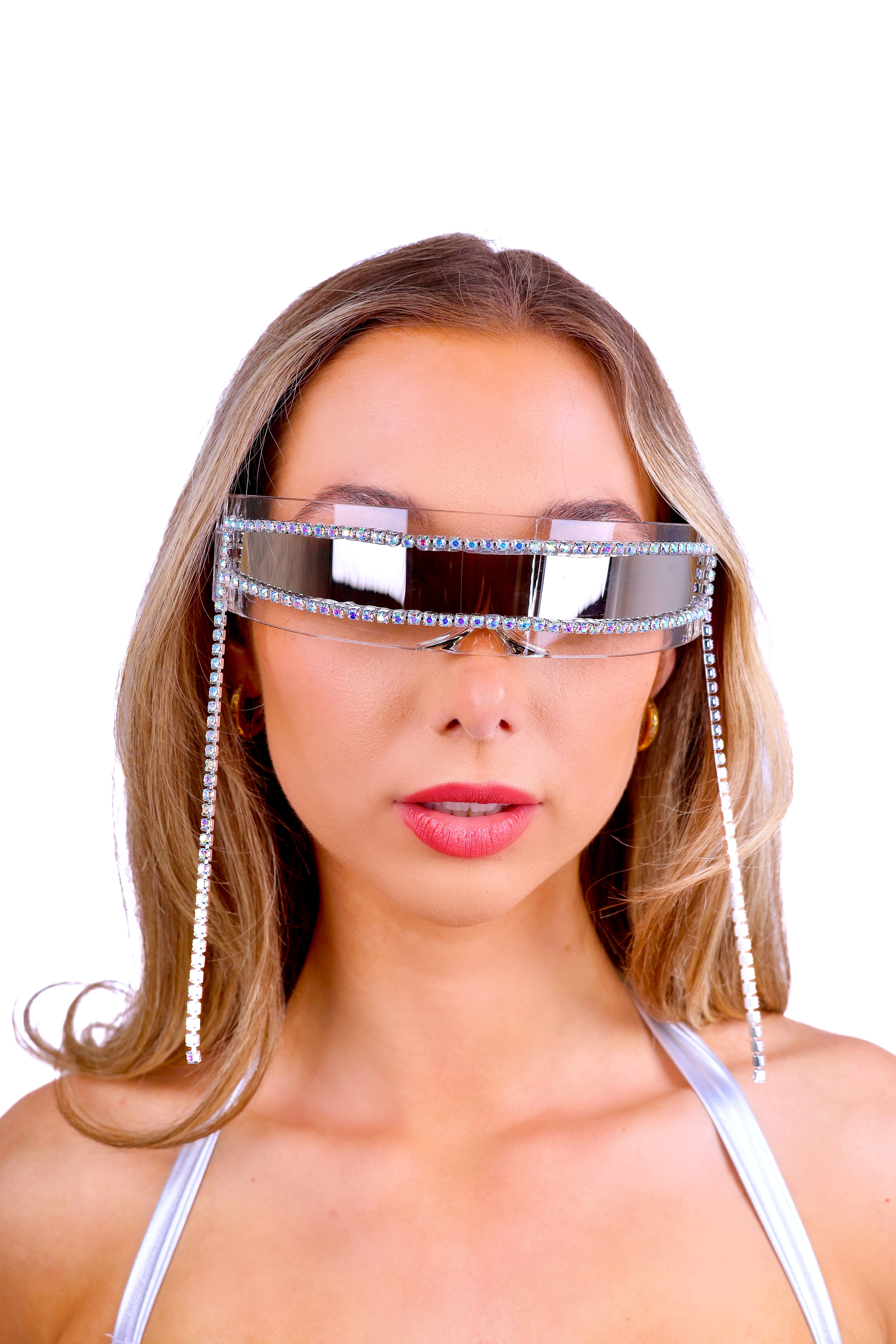 Cyber Silver Disco Glasses