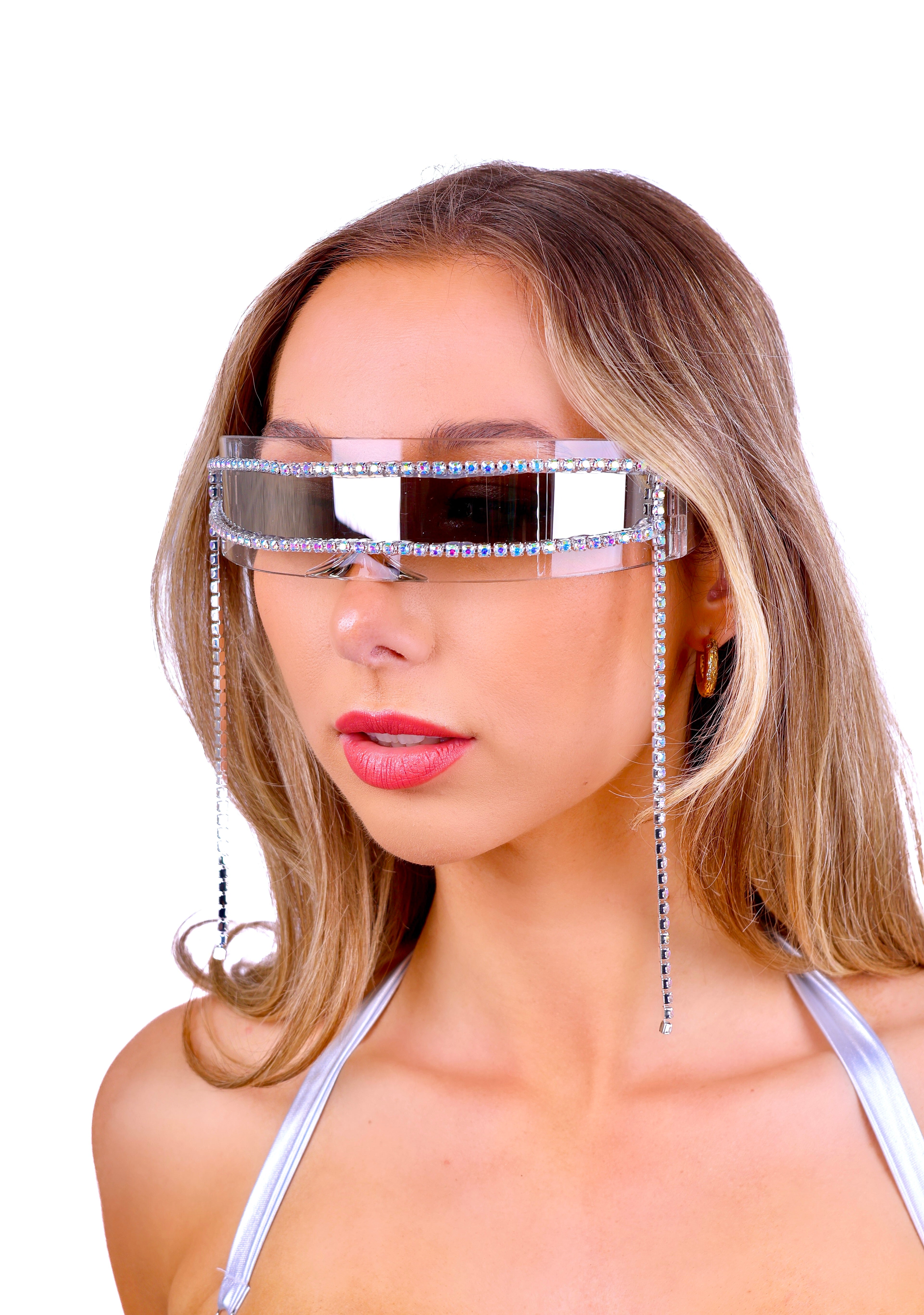 Cyber Silver Disco Glasses