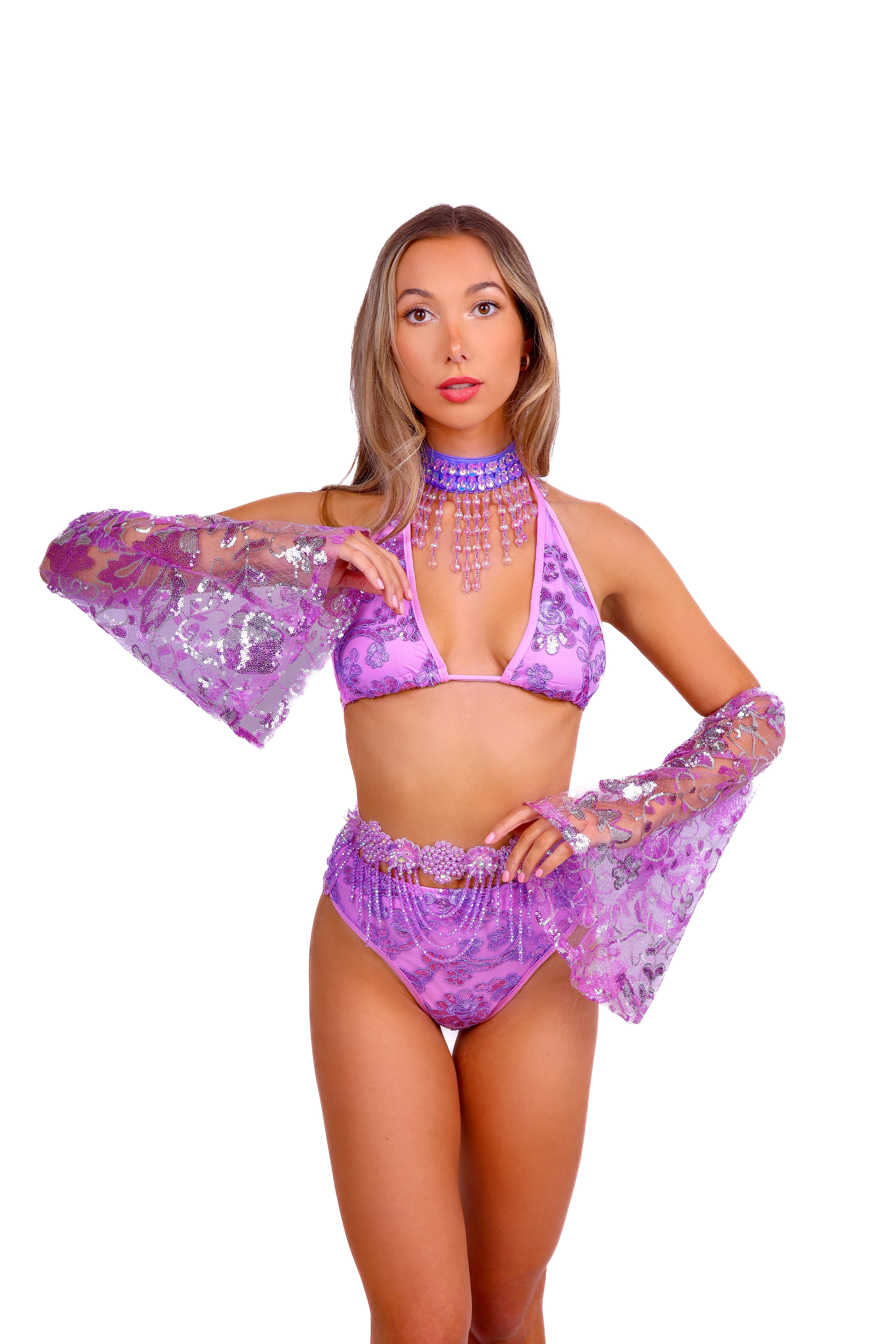 Lavender Embroidery Carnival Belt
