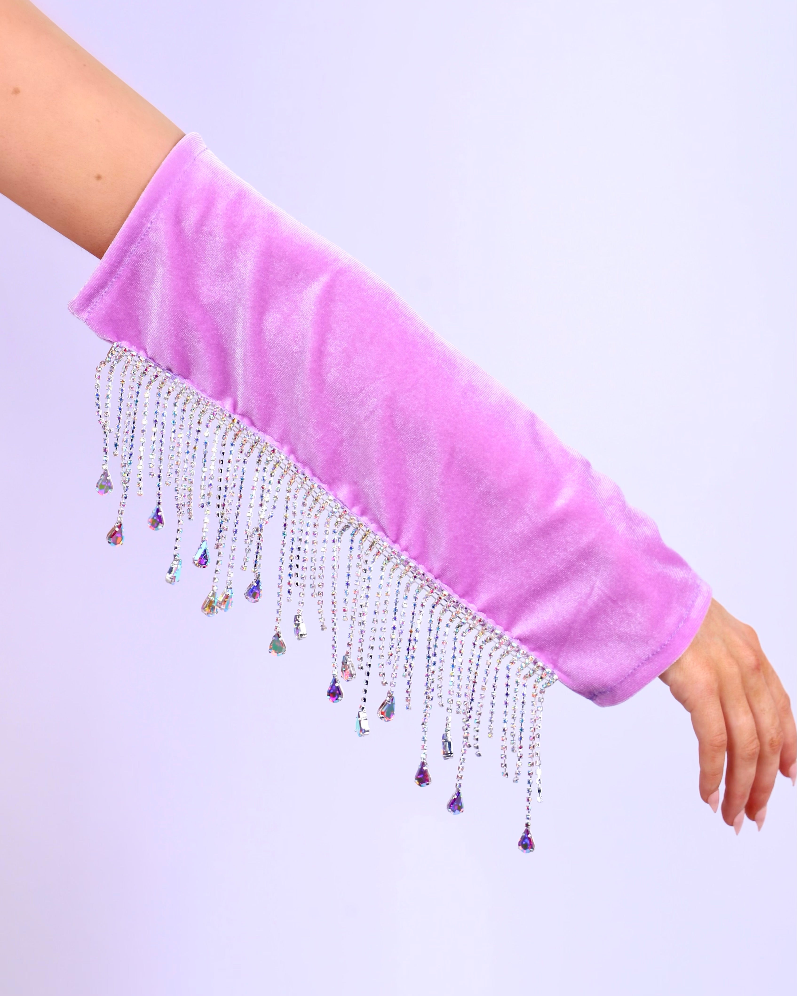 Lilac Rhinestone Arm Sleeves
