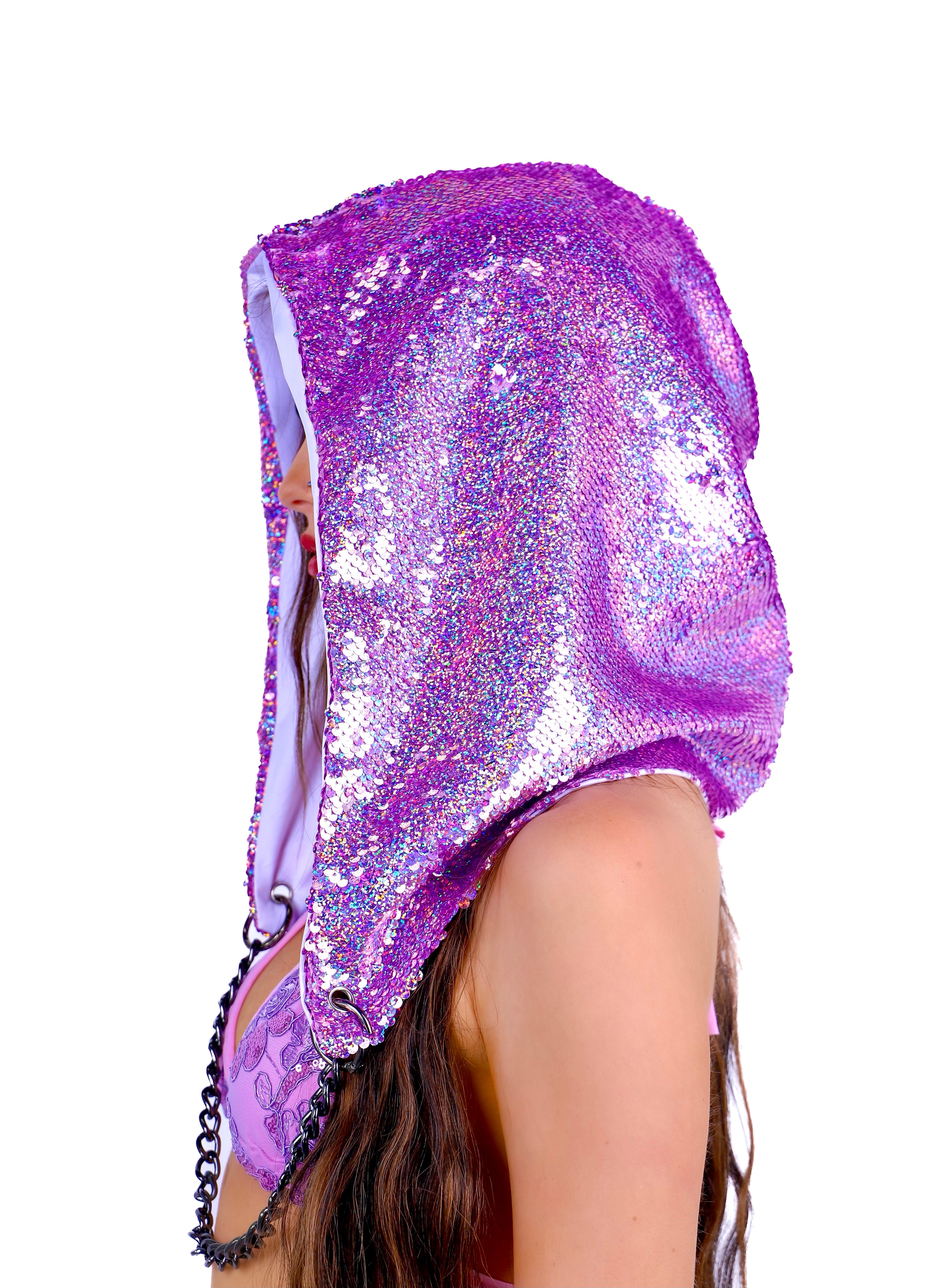 Lilac Sequin Hood