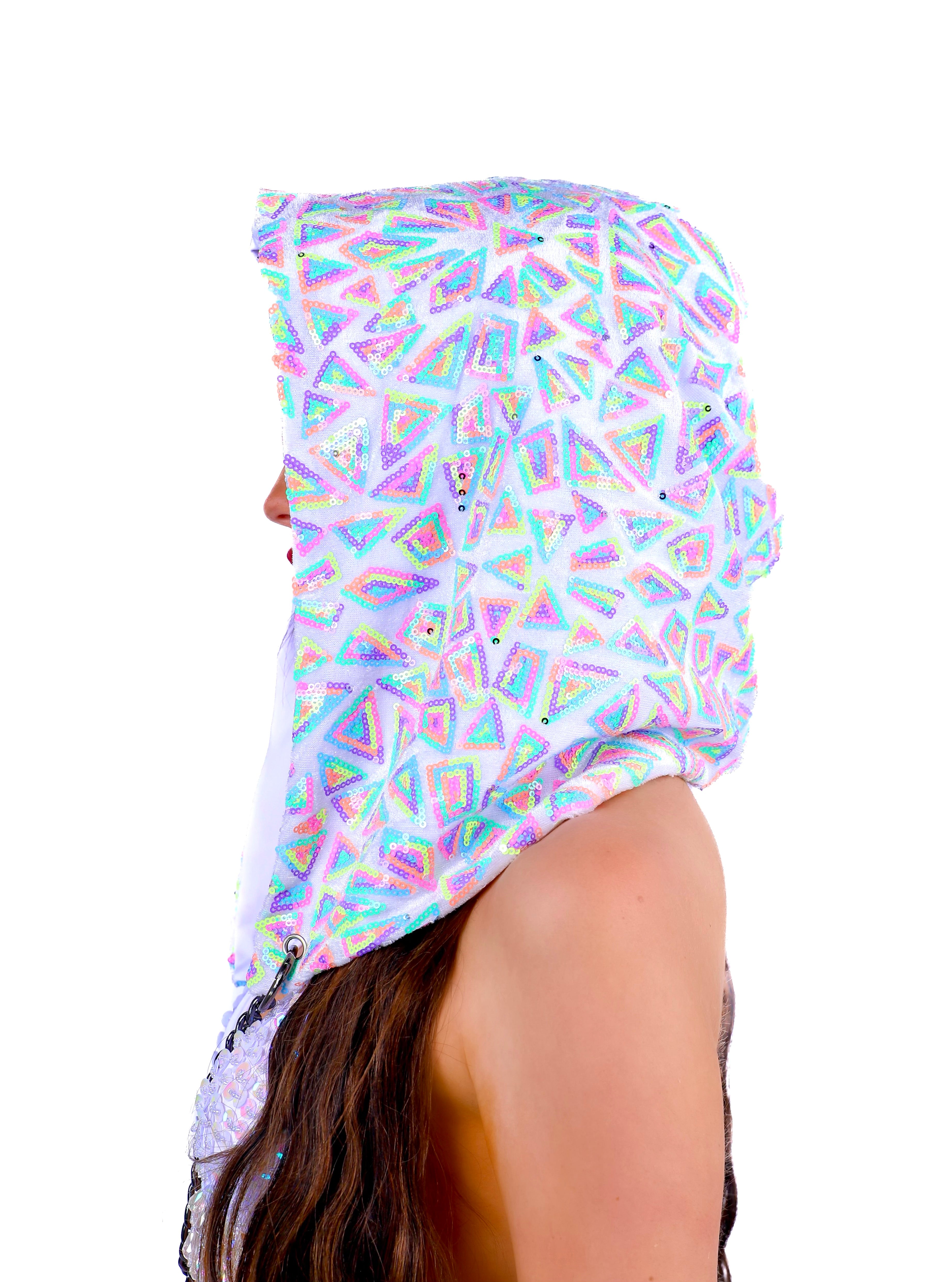 White Rainbow Disco Aura Hood