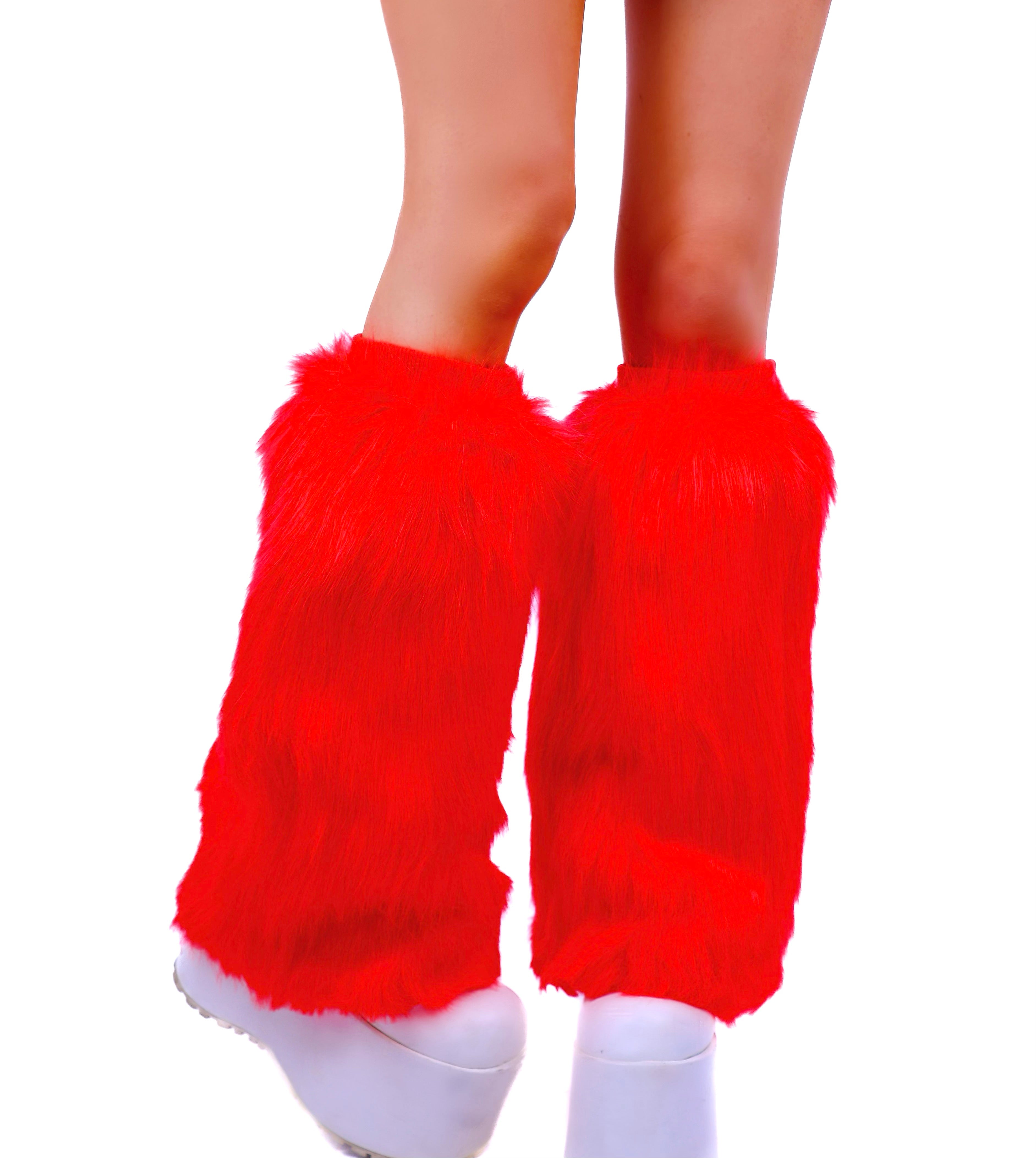 Cherry Fuzzy Leg Warmers