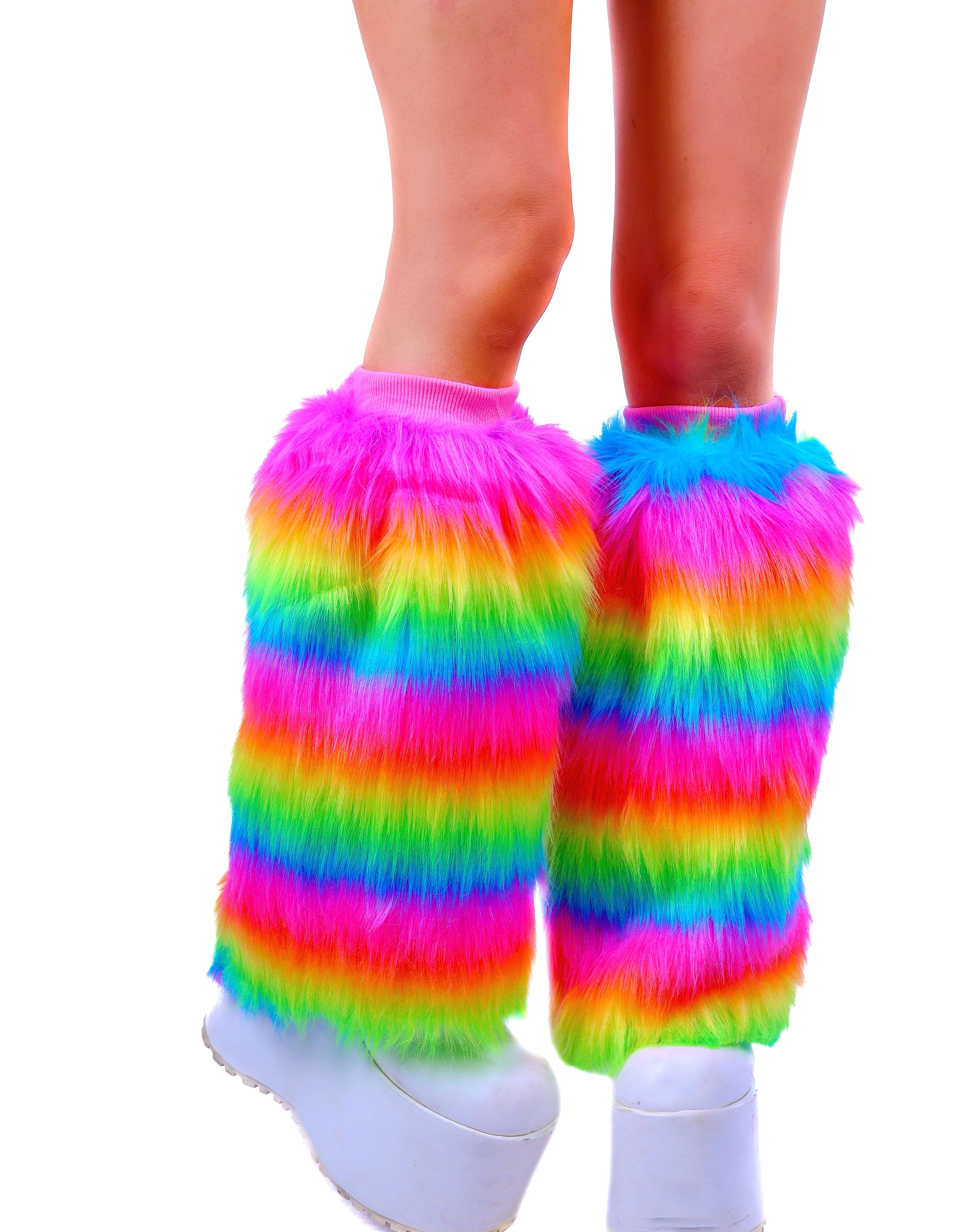 Rainbow Dream Fuzzy Leg Warmers