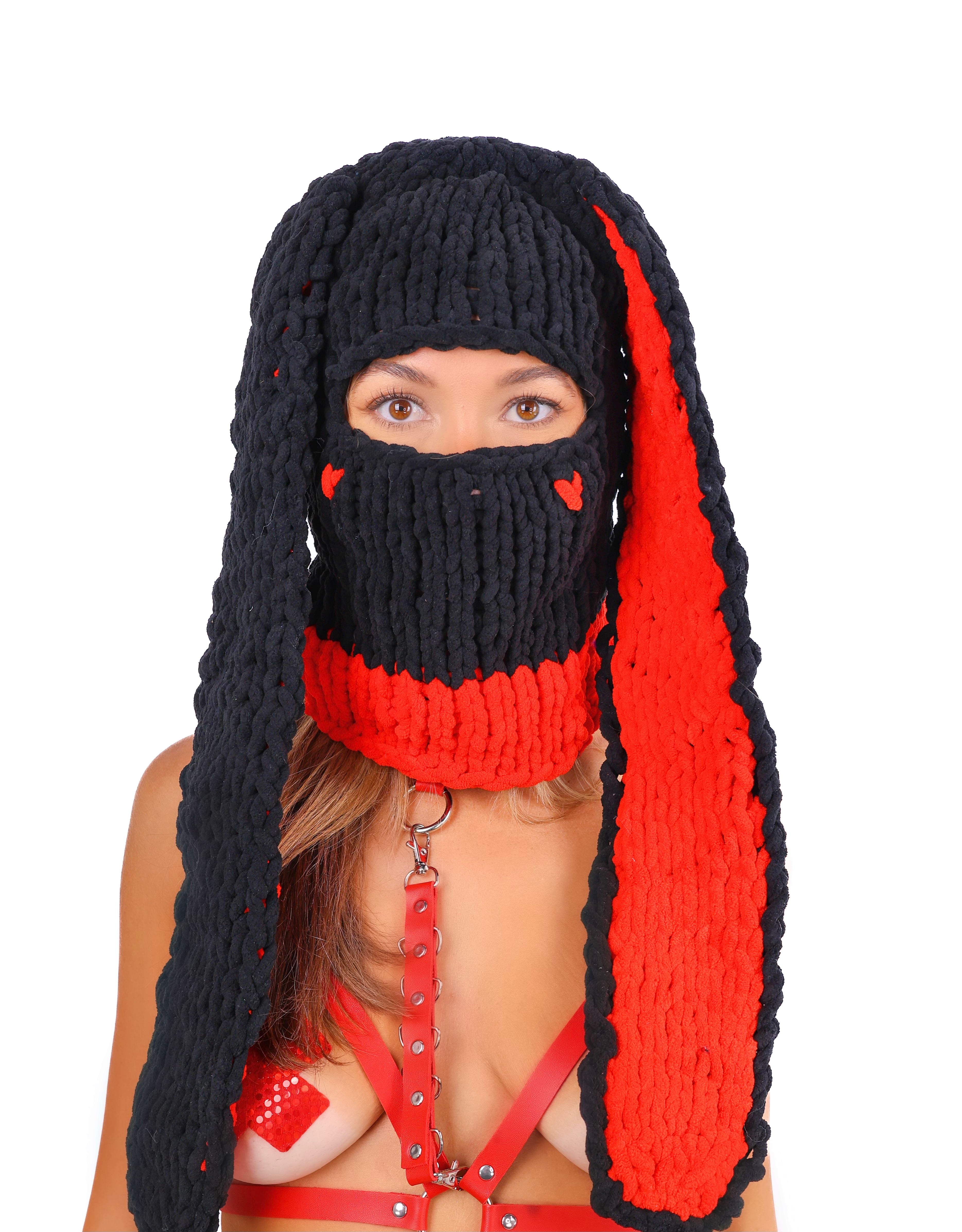Black/Red Bunny Hat