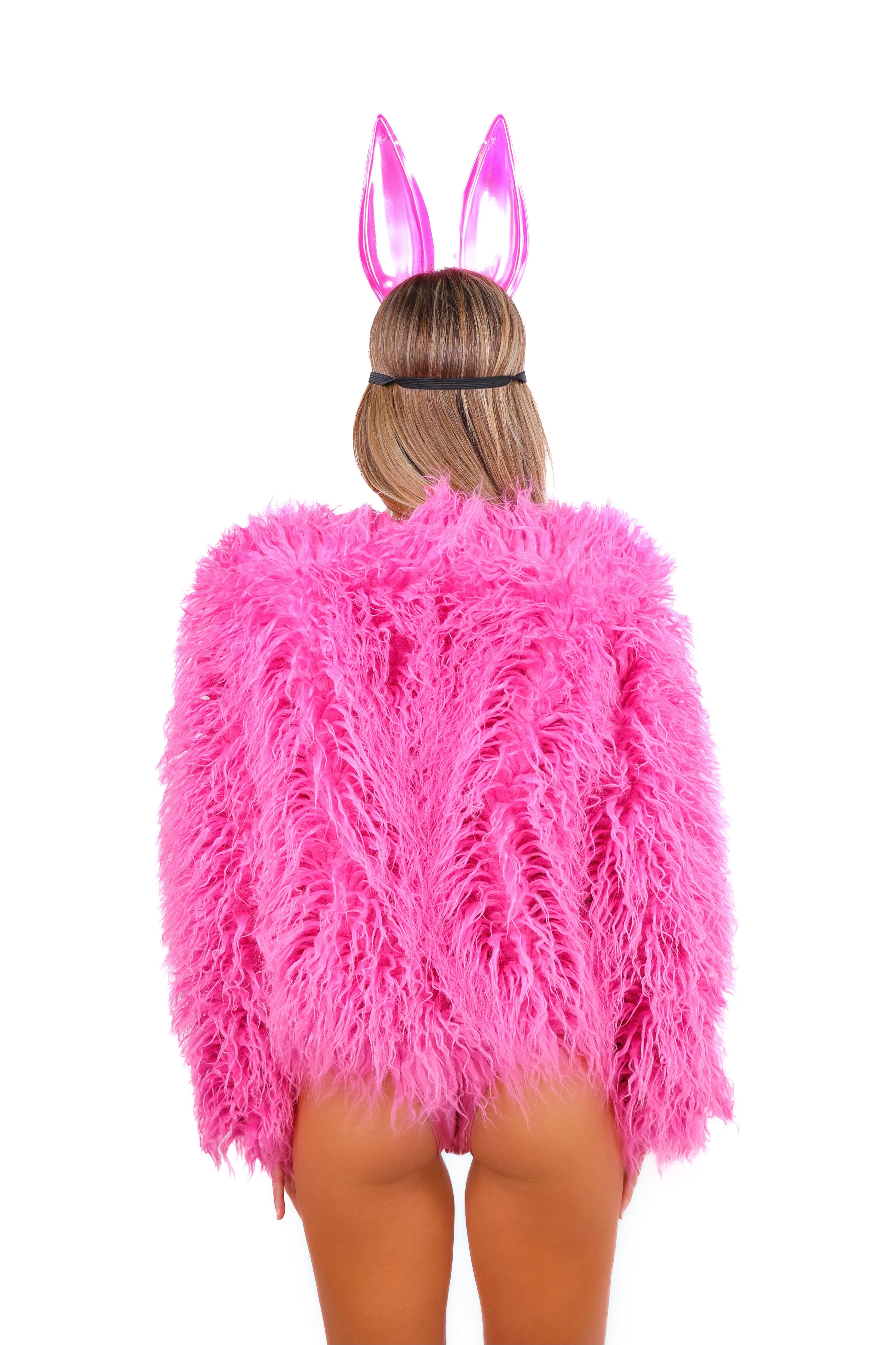 FULL OUTFIT- Rose Pink Fuzzy Bunny (4 pcs)