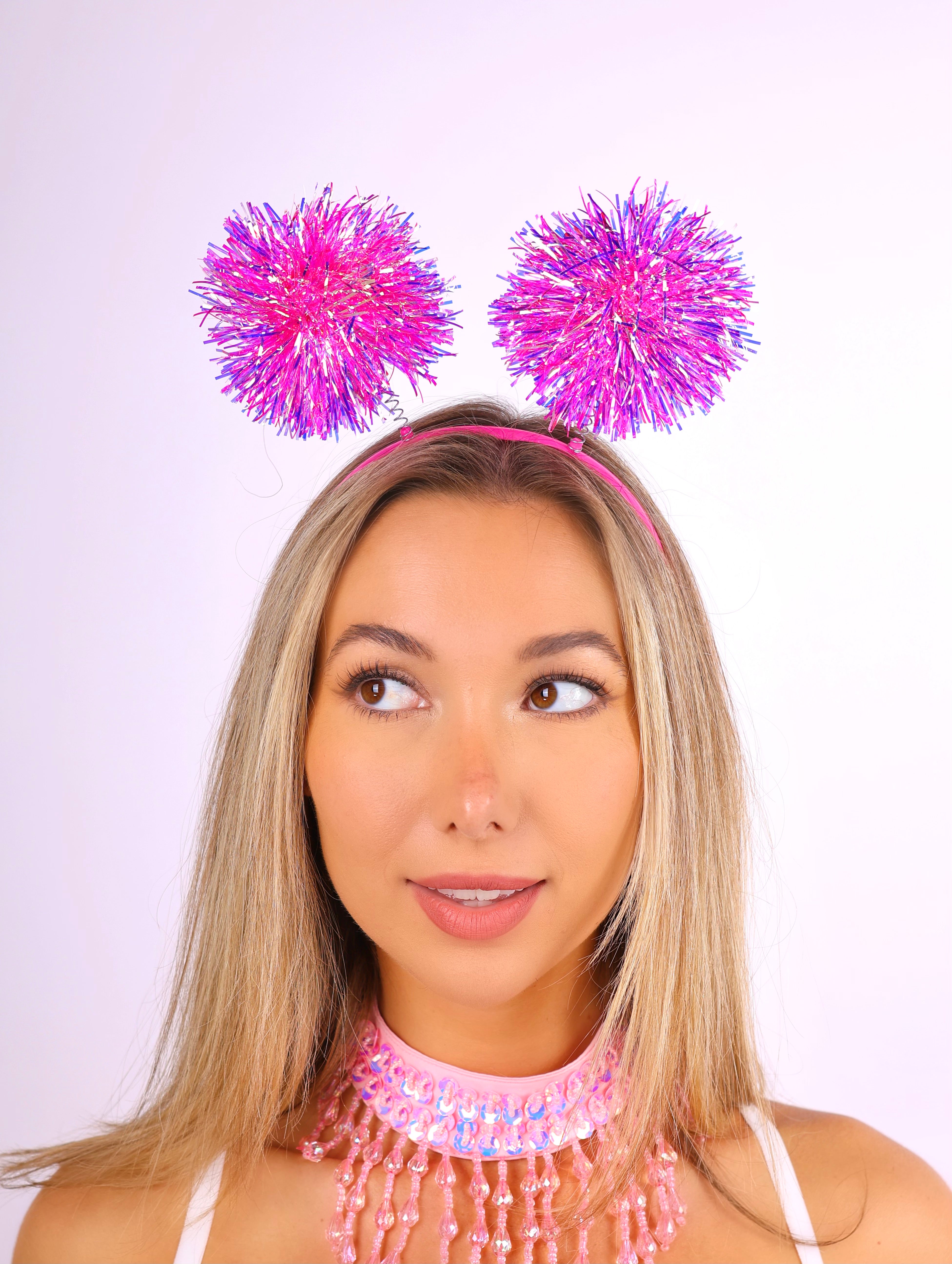 Purple Pom Pom Headband