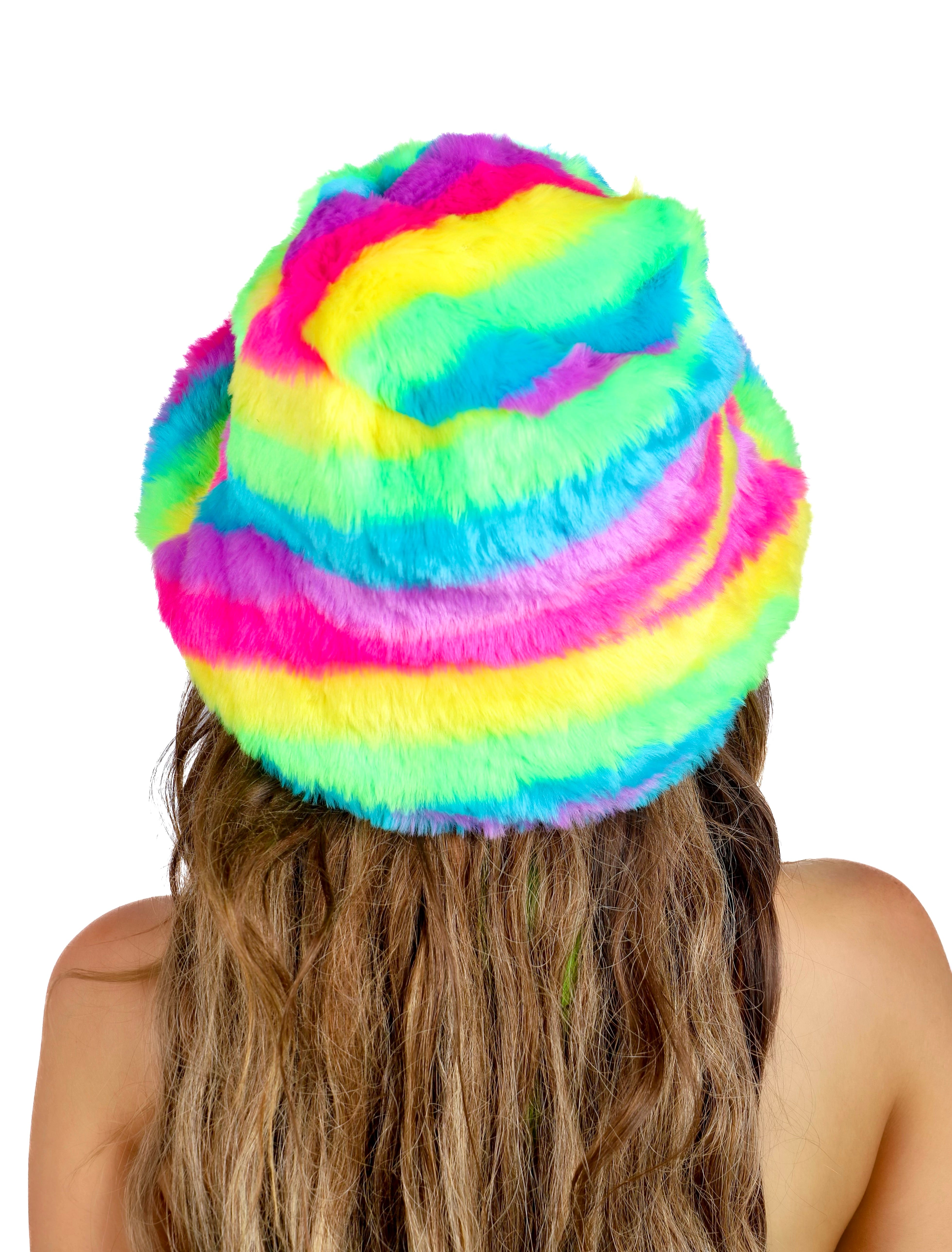 Electric Rainbow Fuzzy Hat