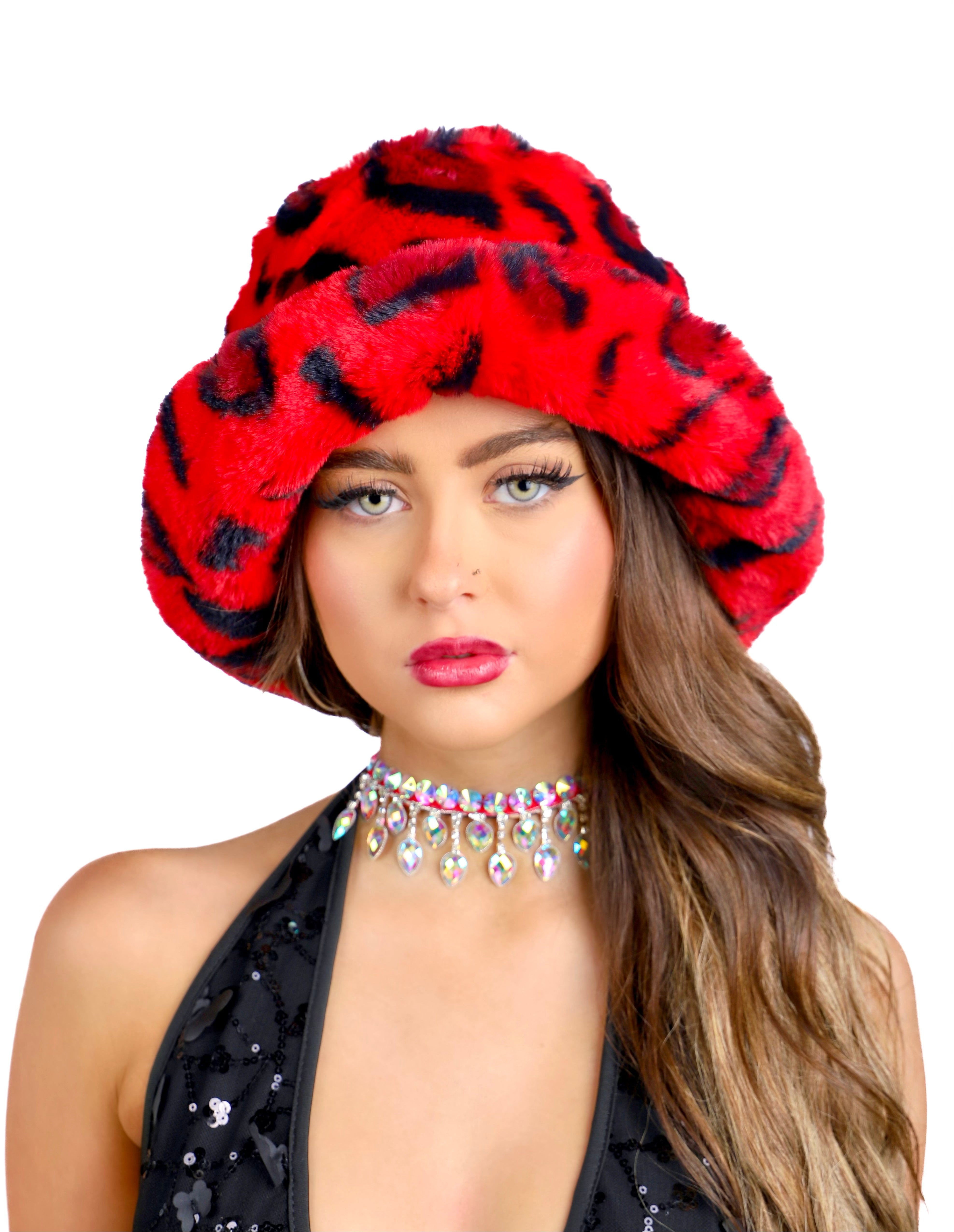 Ruby Cheetah Fuzzy Hat