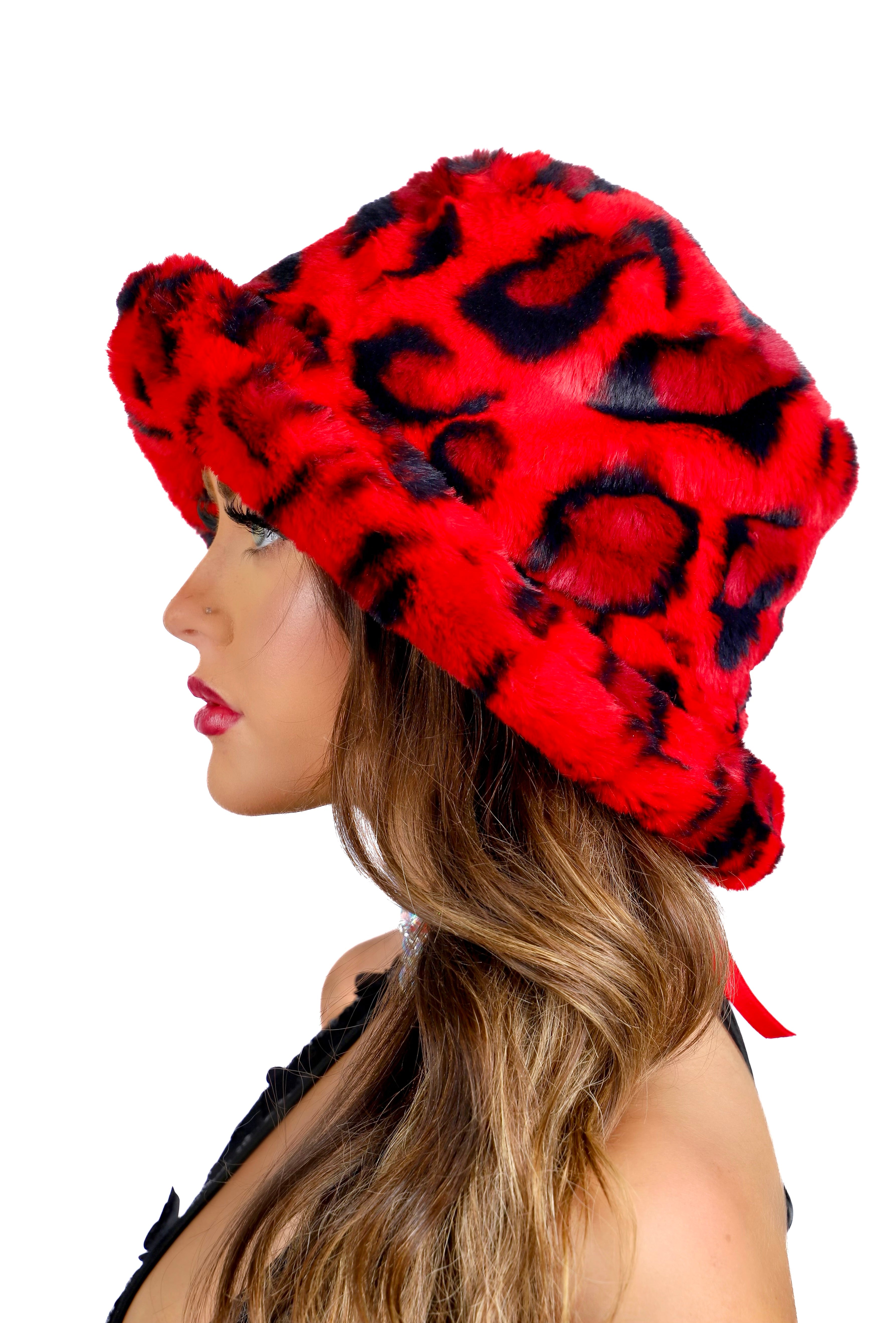 Ruby Cheetah Fuzzy Hat