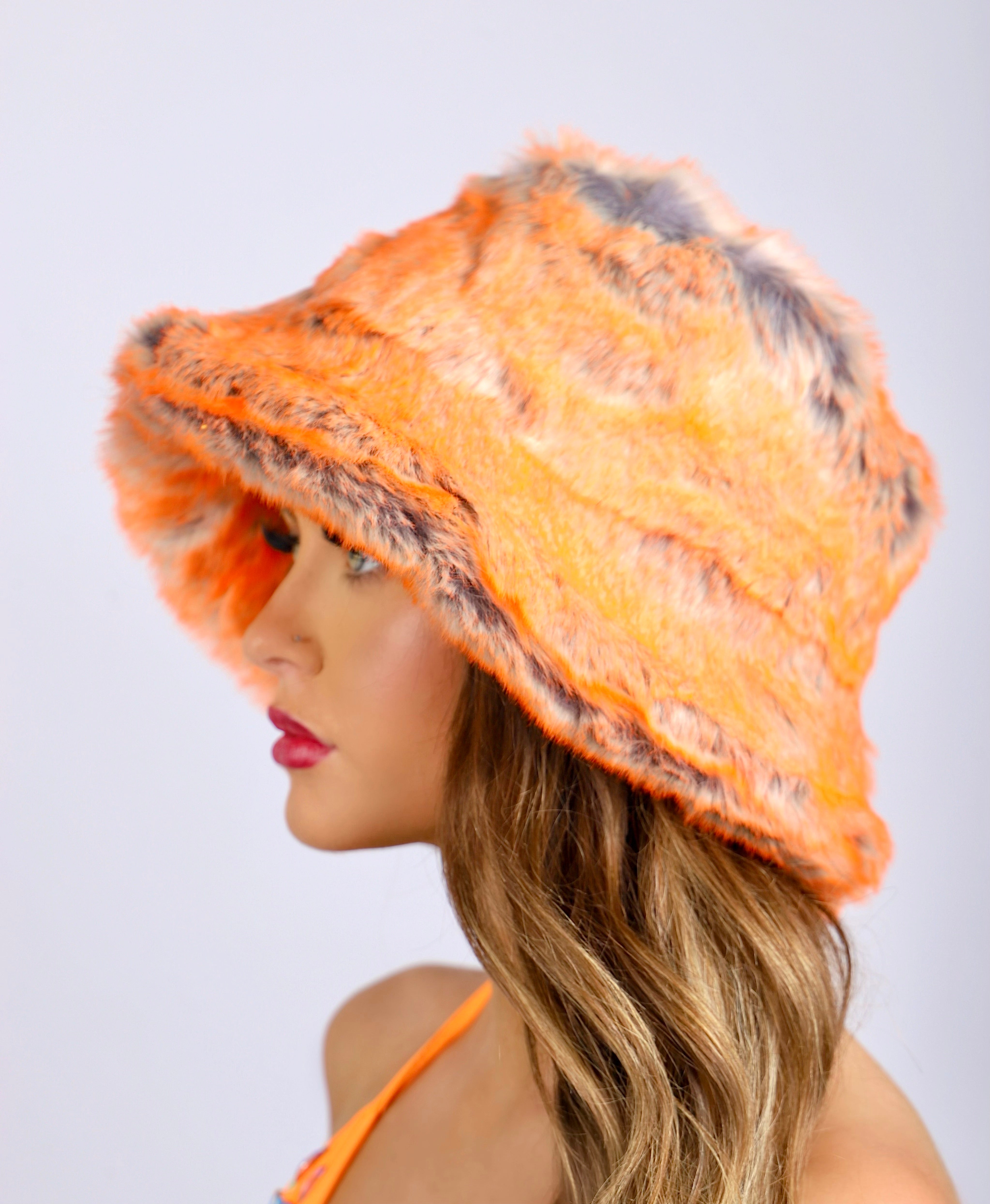 Orange Fuzzy Hat