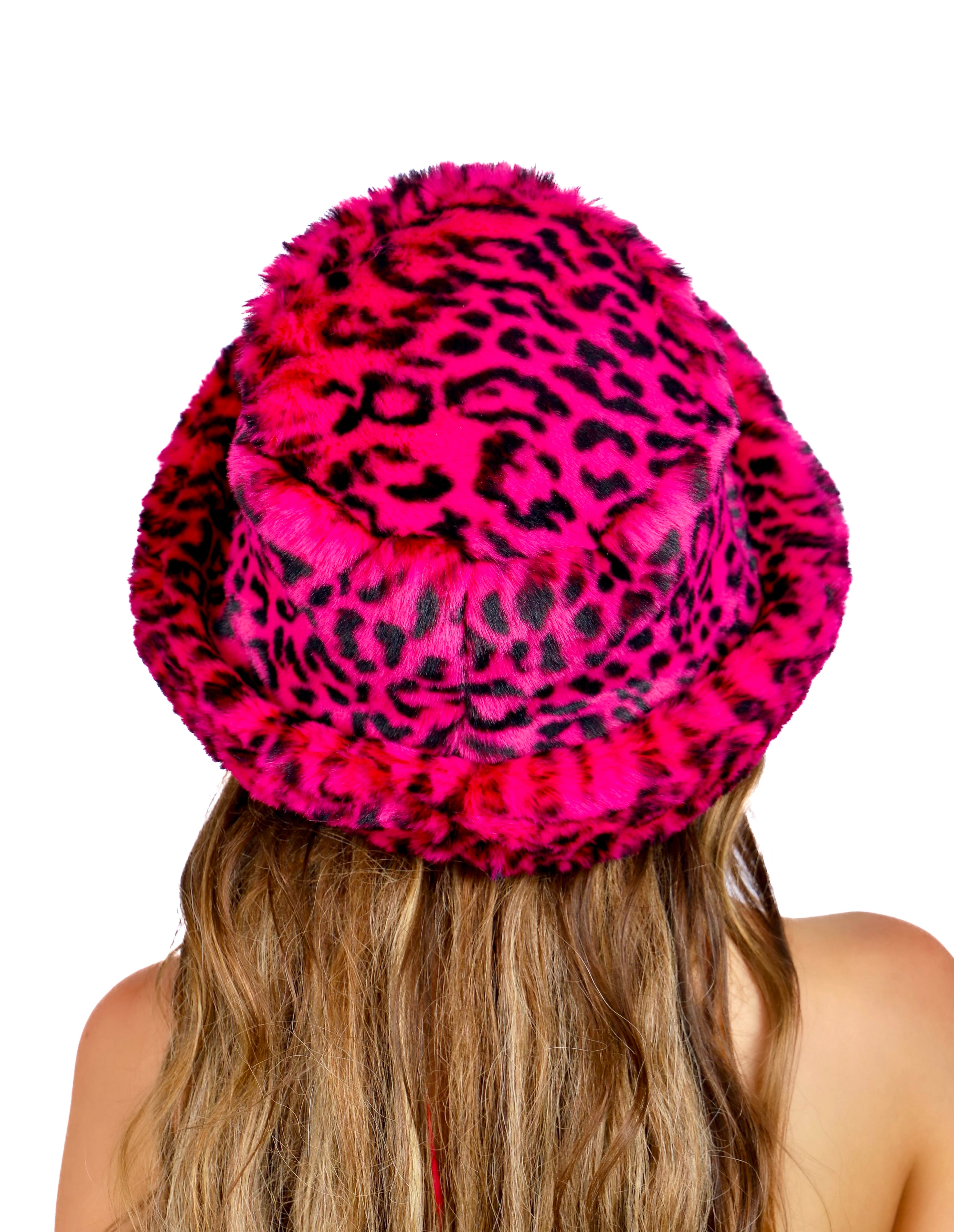 Pink Cheetah Fuzzy Hat