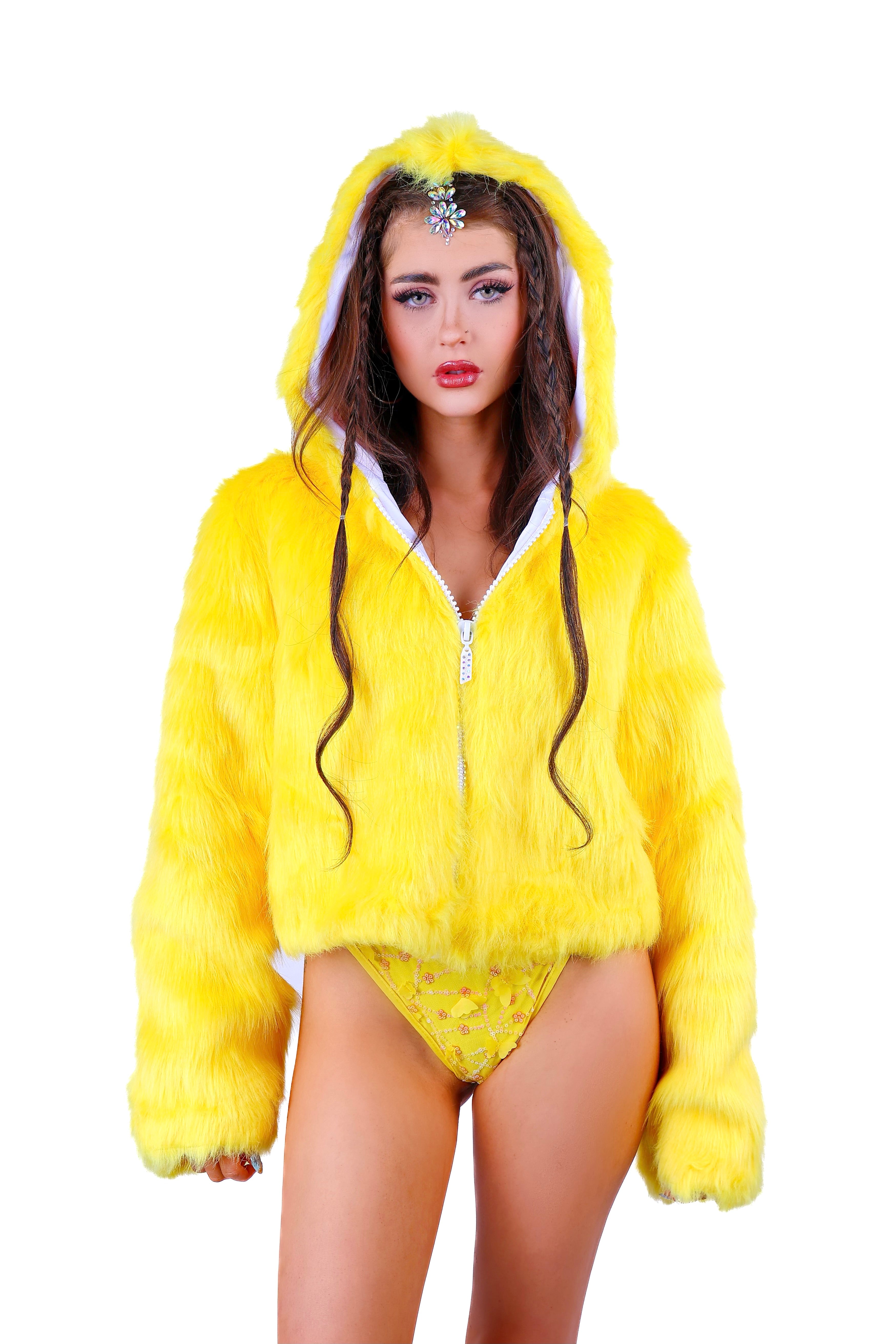 Yellow Lilly Fuzzy Jacket