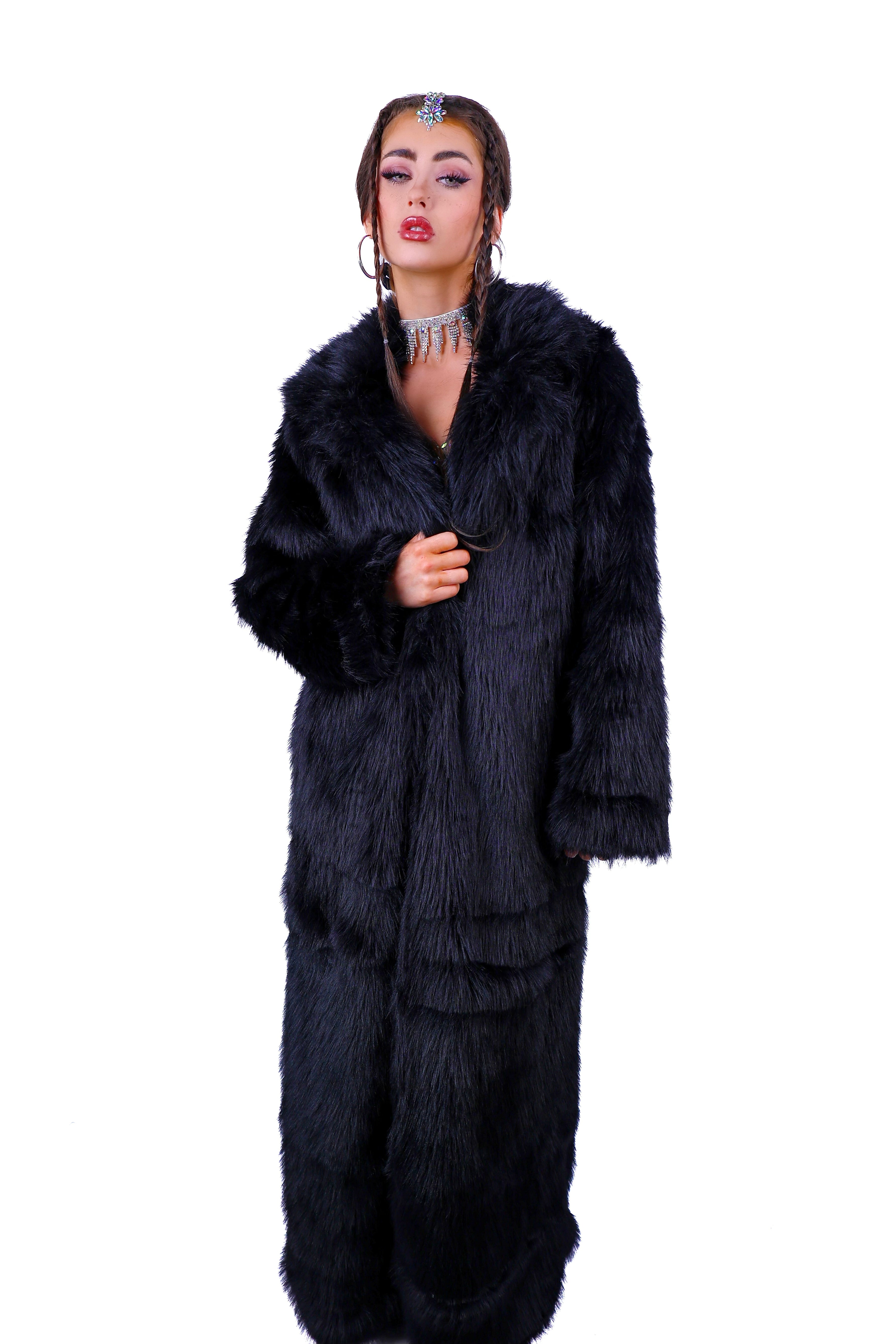 Midnight Chic Long Fuzzy Jacket