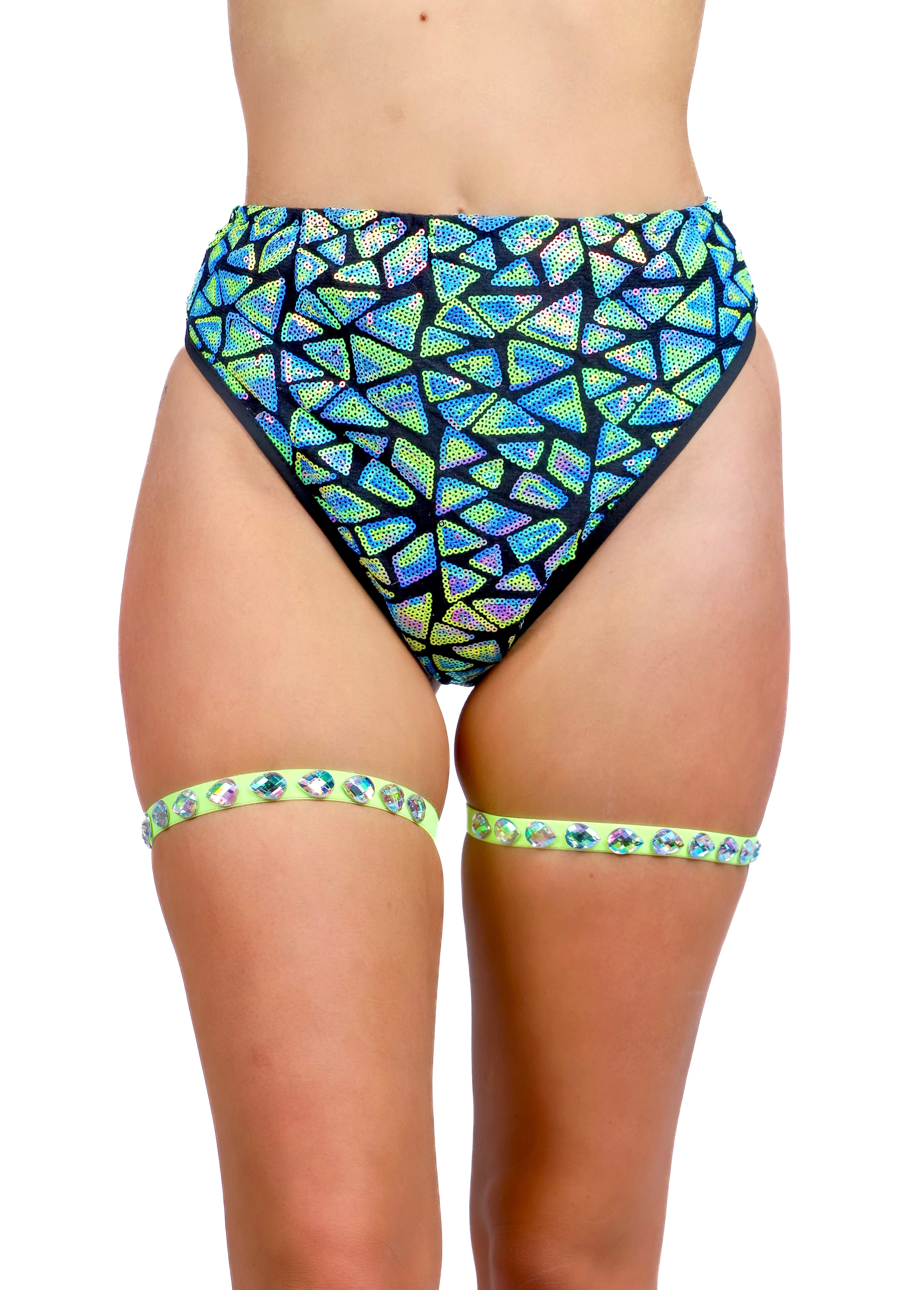 Neon Iridescent Gem Leg Wrap Pair (2 pcs)