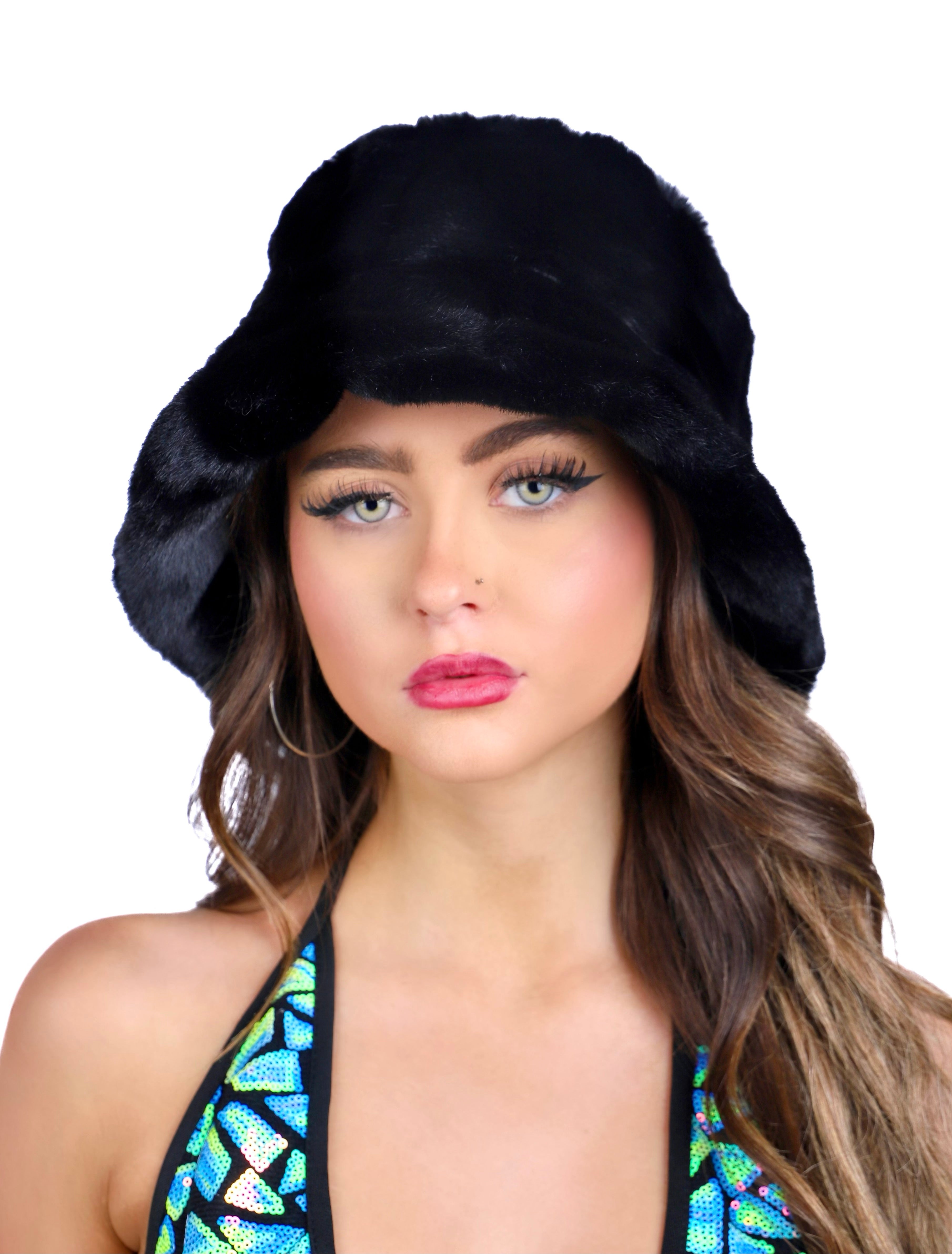 Black Fuzzy Hat