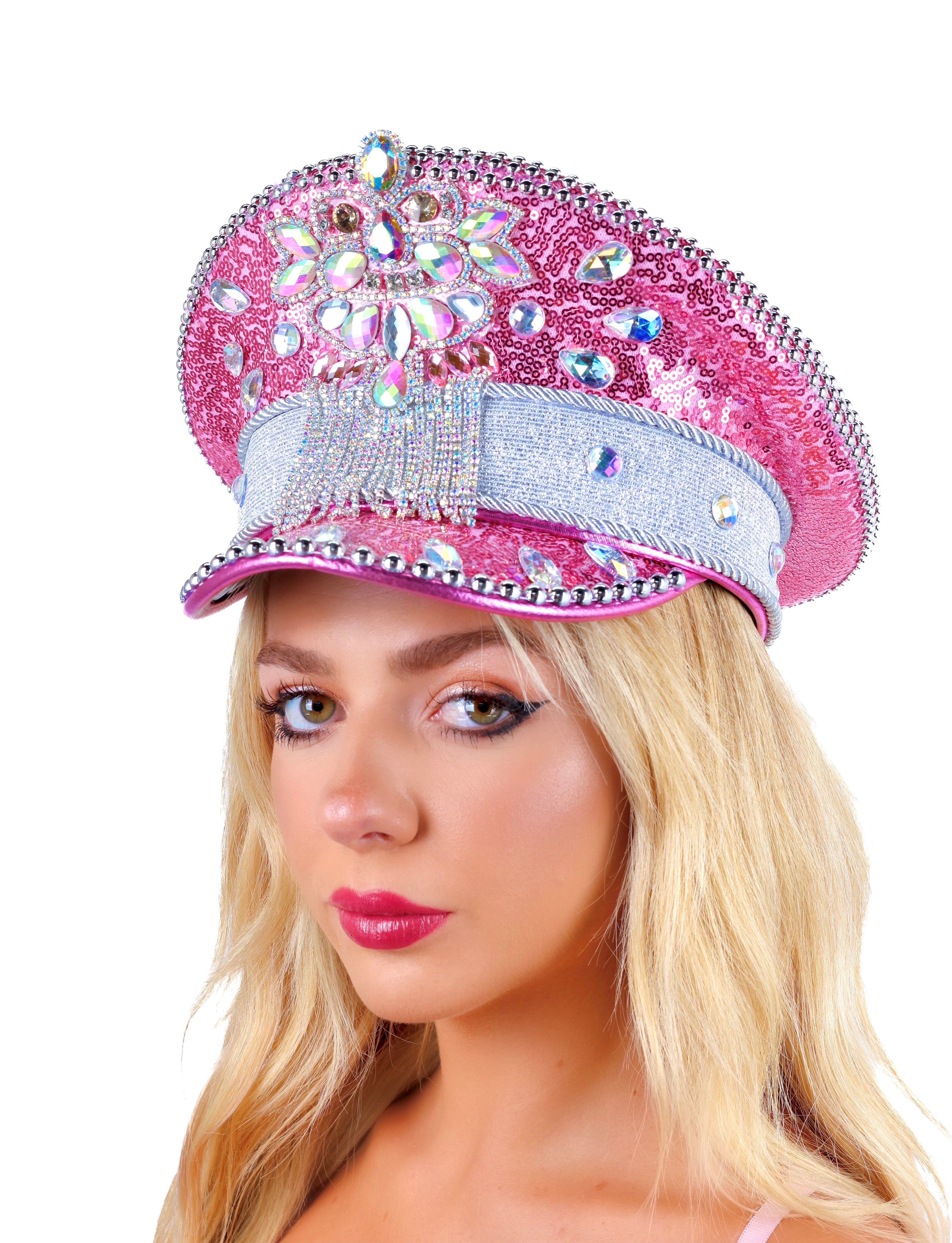 Barbie Pink Rhinestone Captain Hat