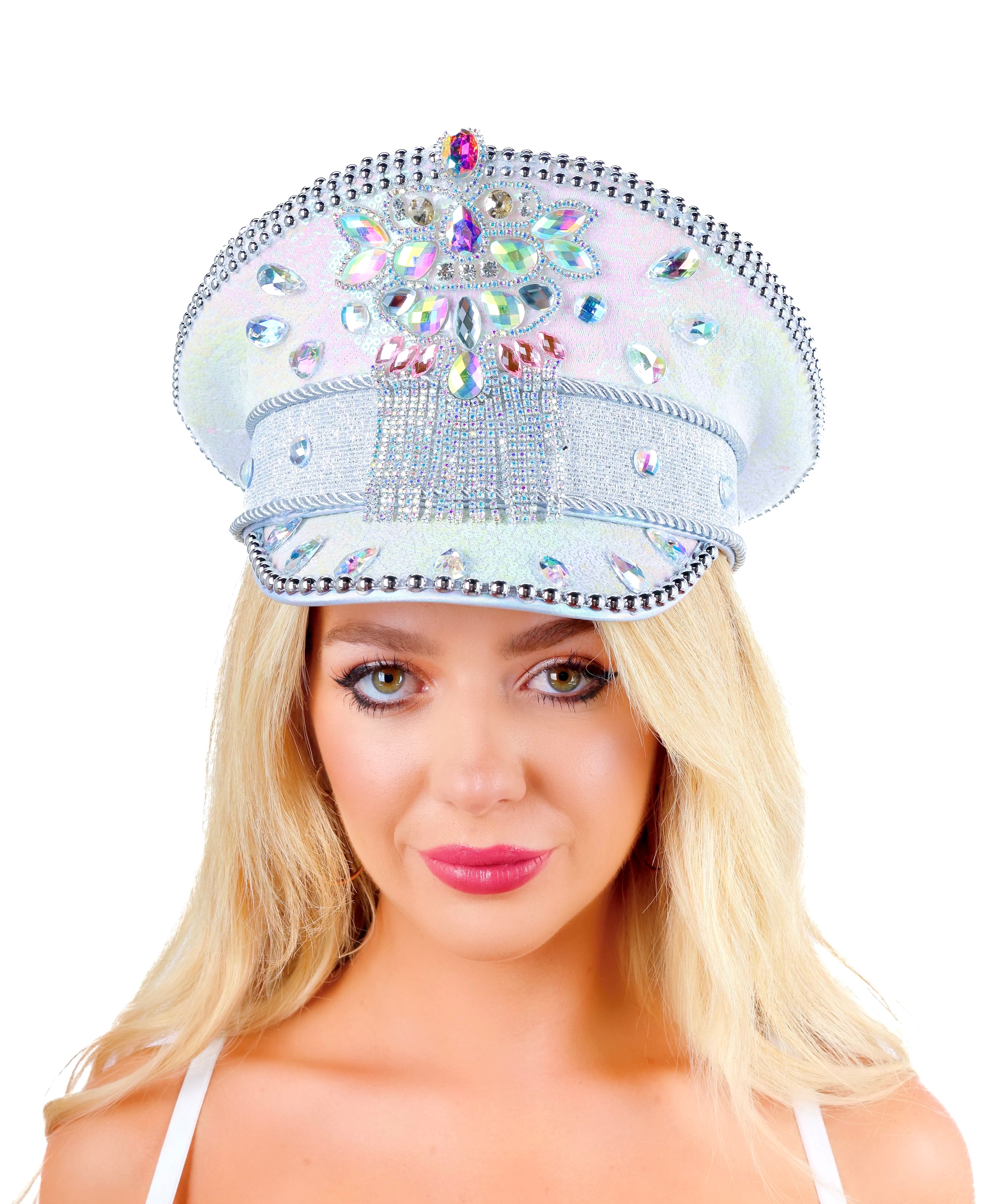 Cosmic Moon Rhinestone Captain Hat