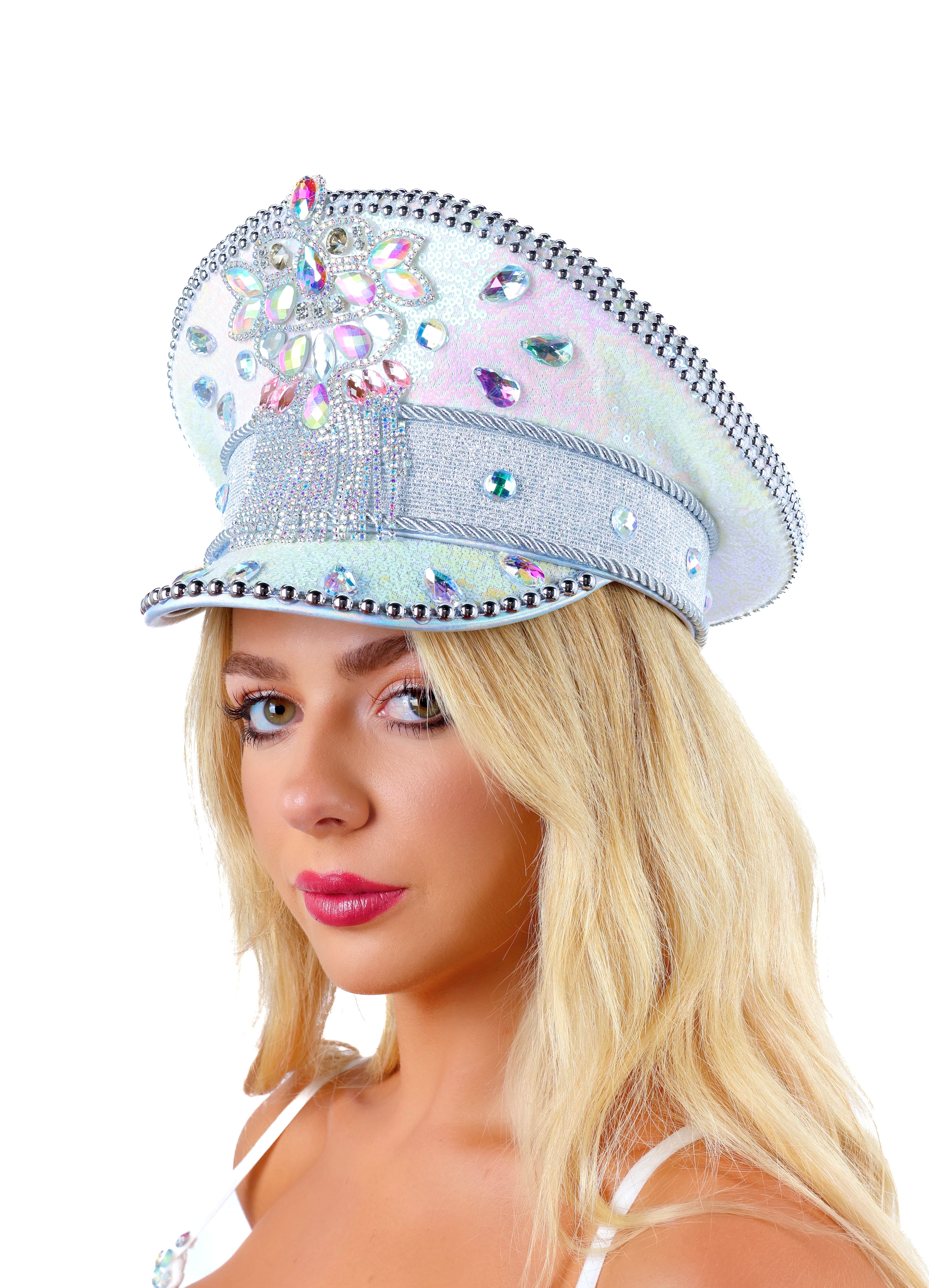 Cosmic Moon Rhinestone Captain Hat