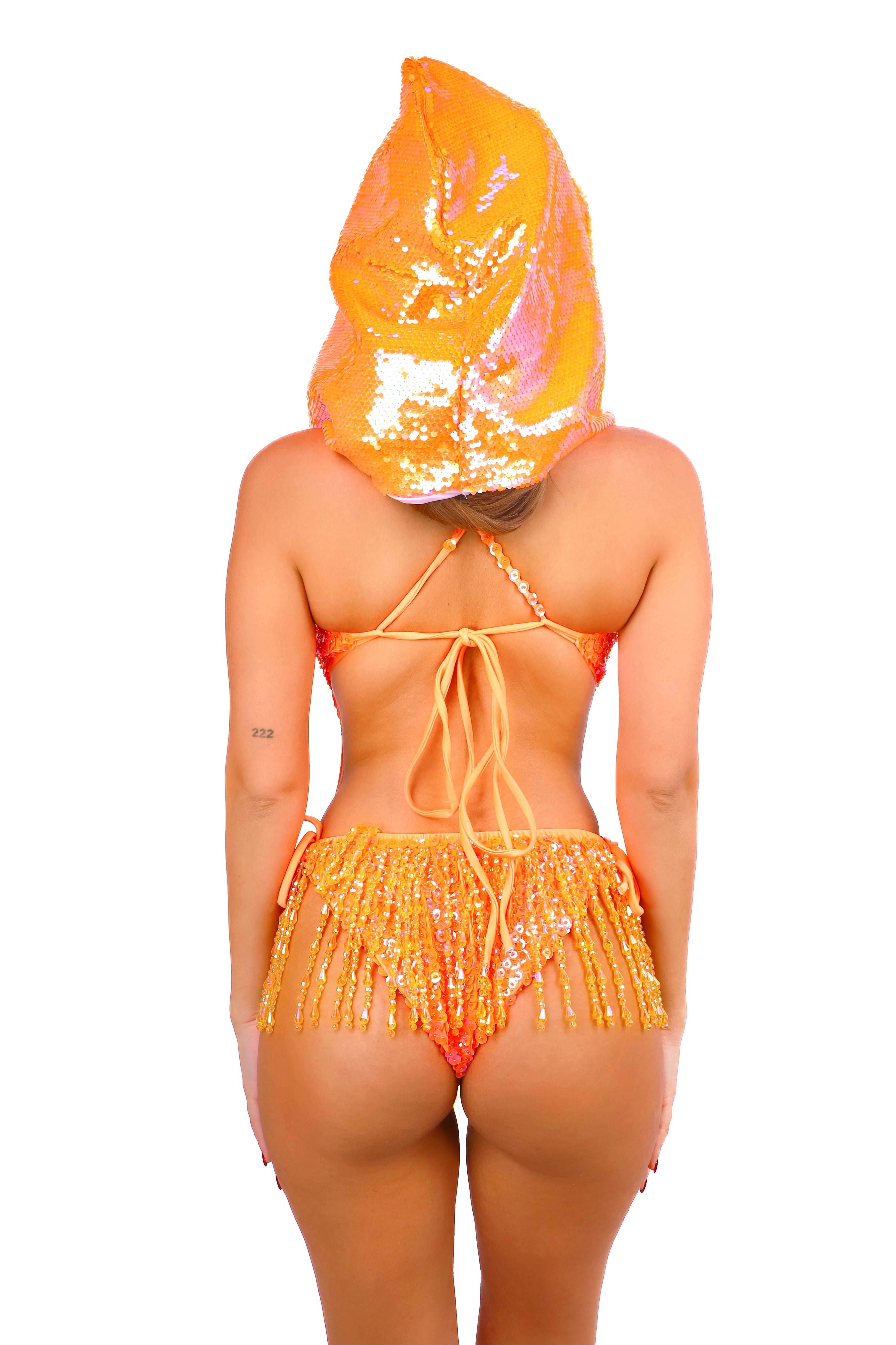 Orange Citrus Sequin Hood