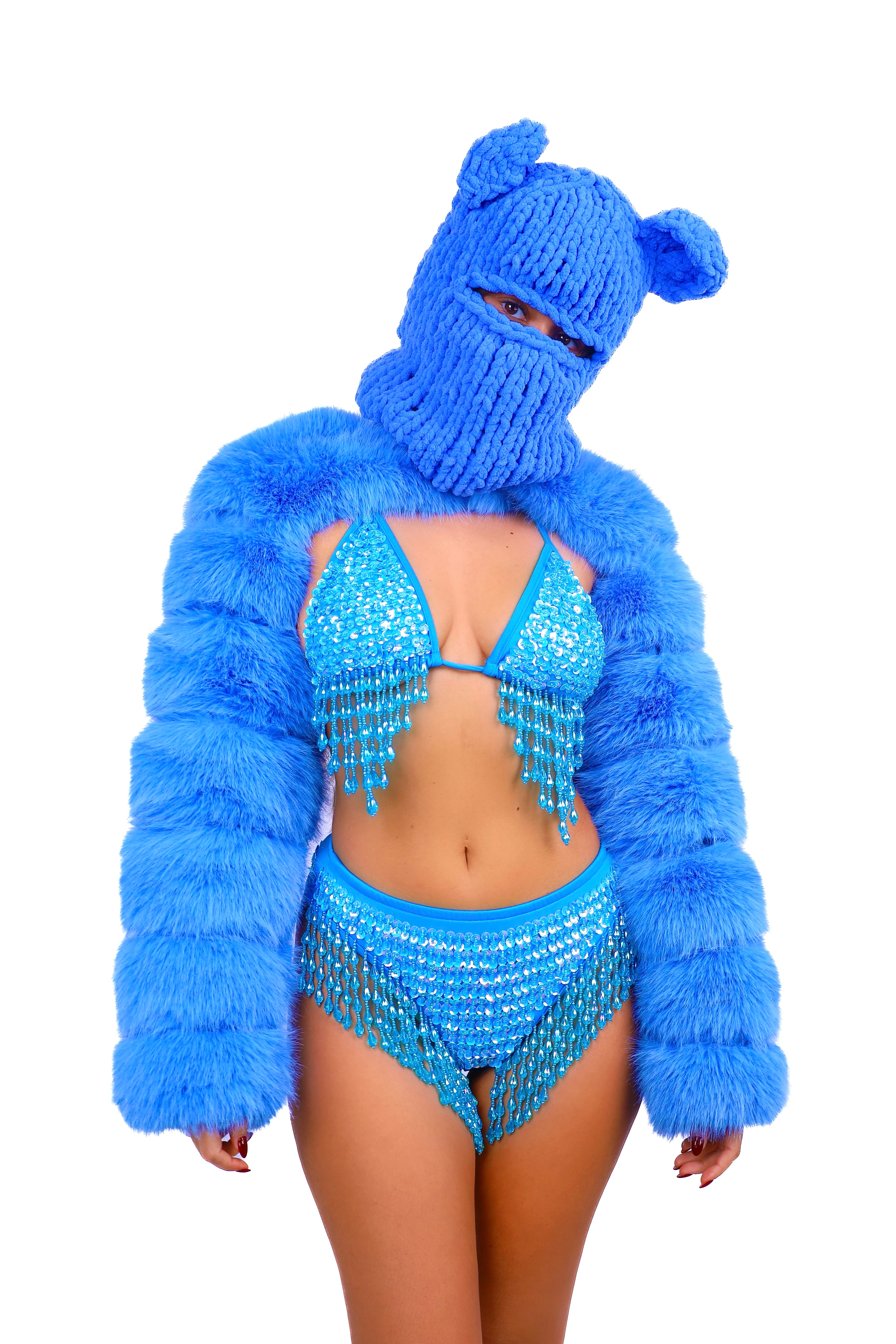 FULL OUTFIT- Blue Fuzzy Bear (4 pcs)