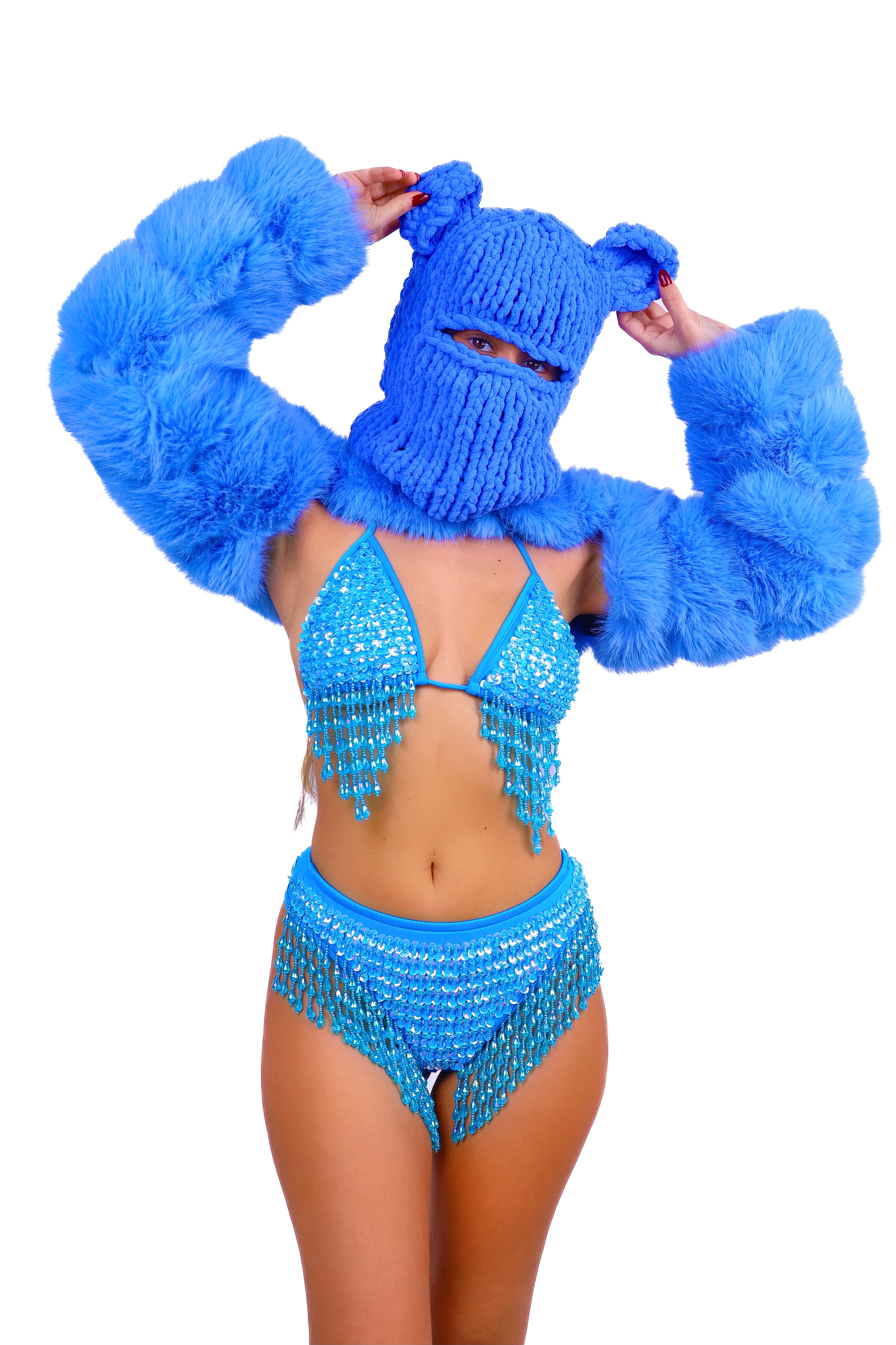 FULL OUTFIT- Blue Fuzzy Bear (4 pcs)