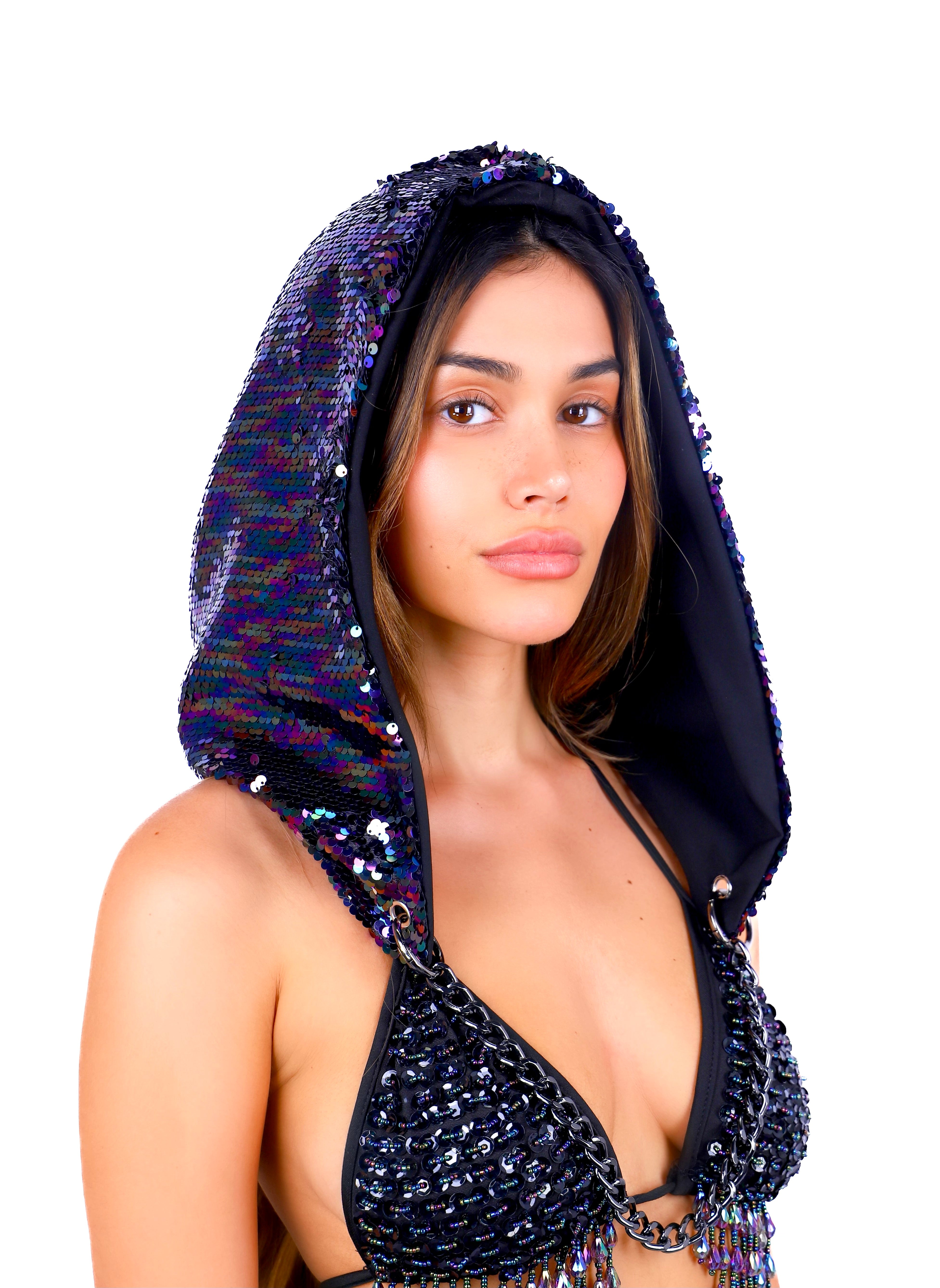 Amethyst Sequin Hood