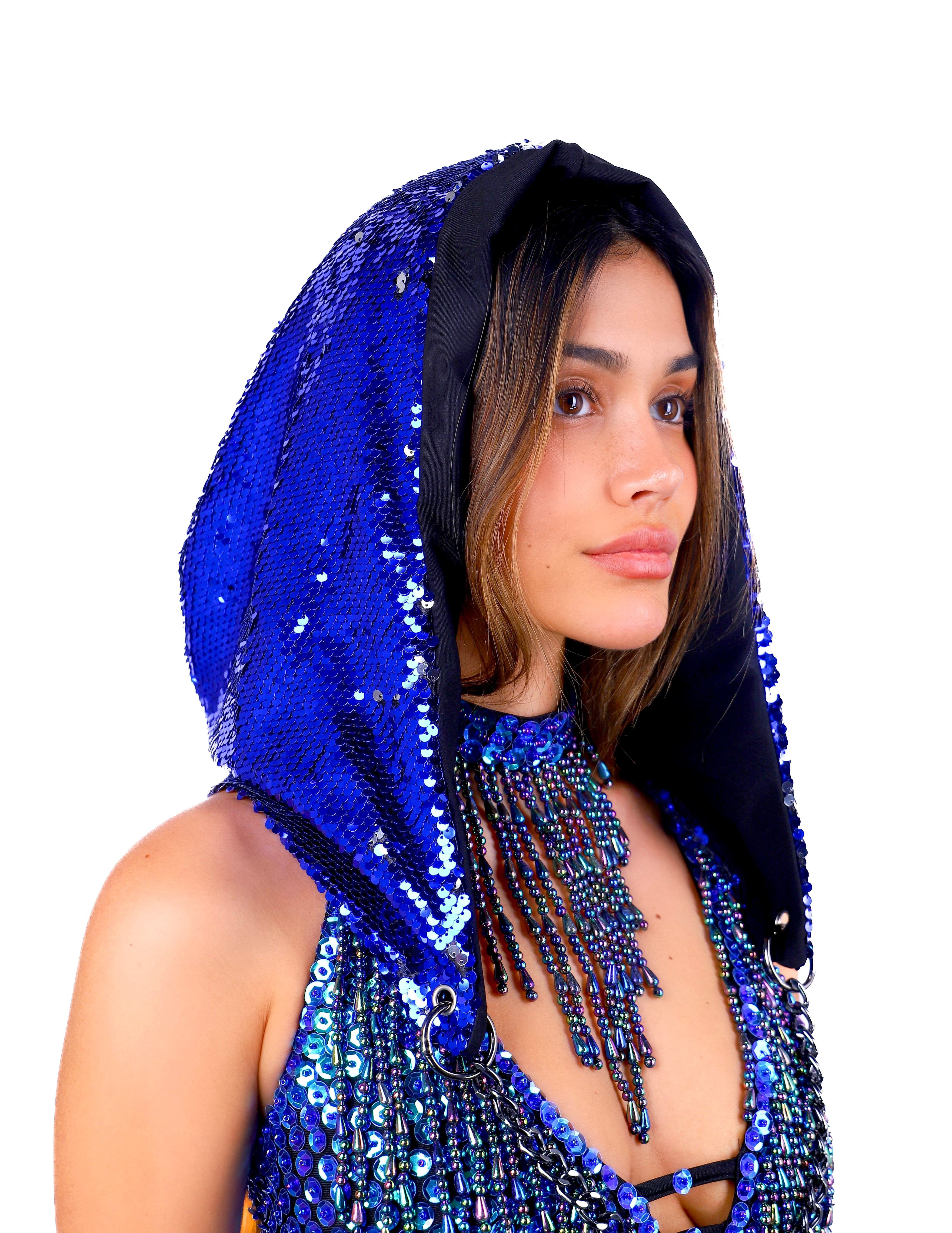 Deep Ocean Sequin Hood