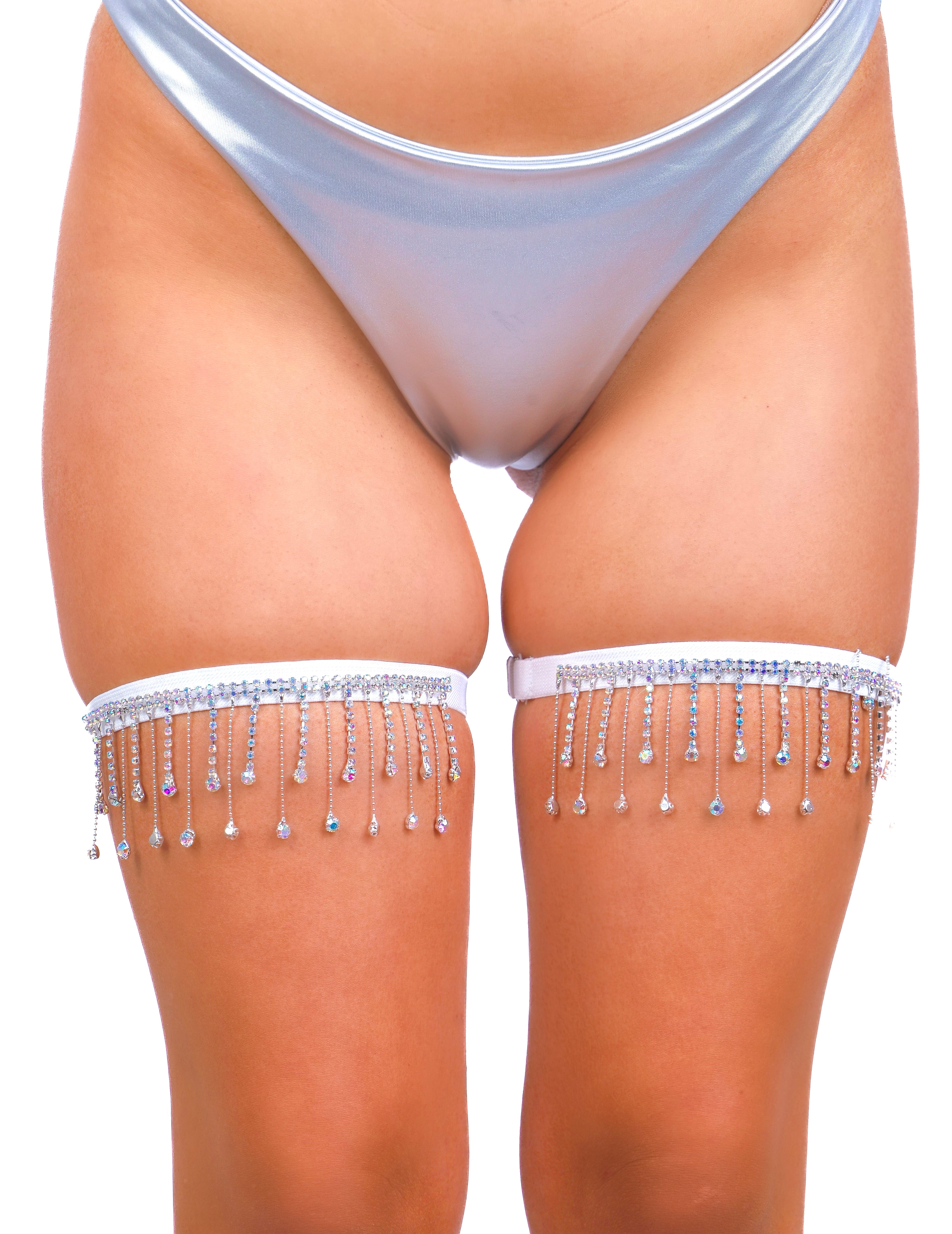 White AB Rhinestone Leg Wrap Pair (2 pcs)
