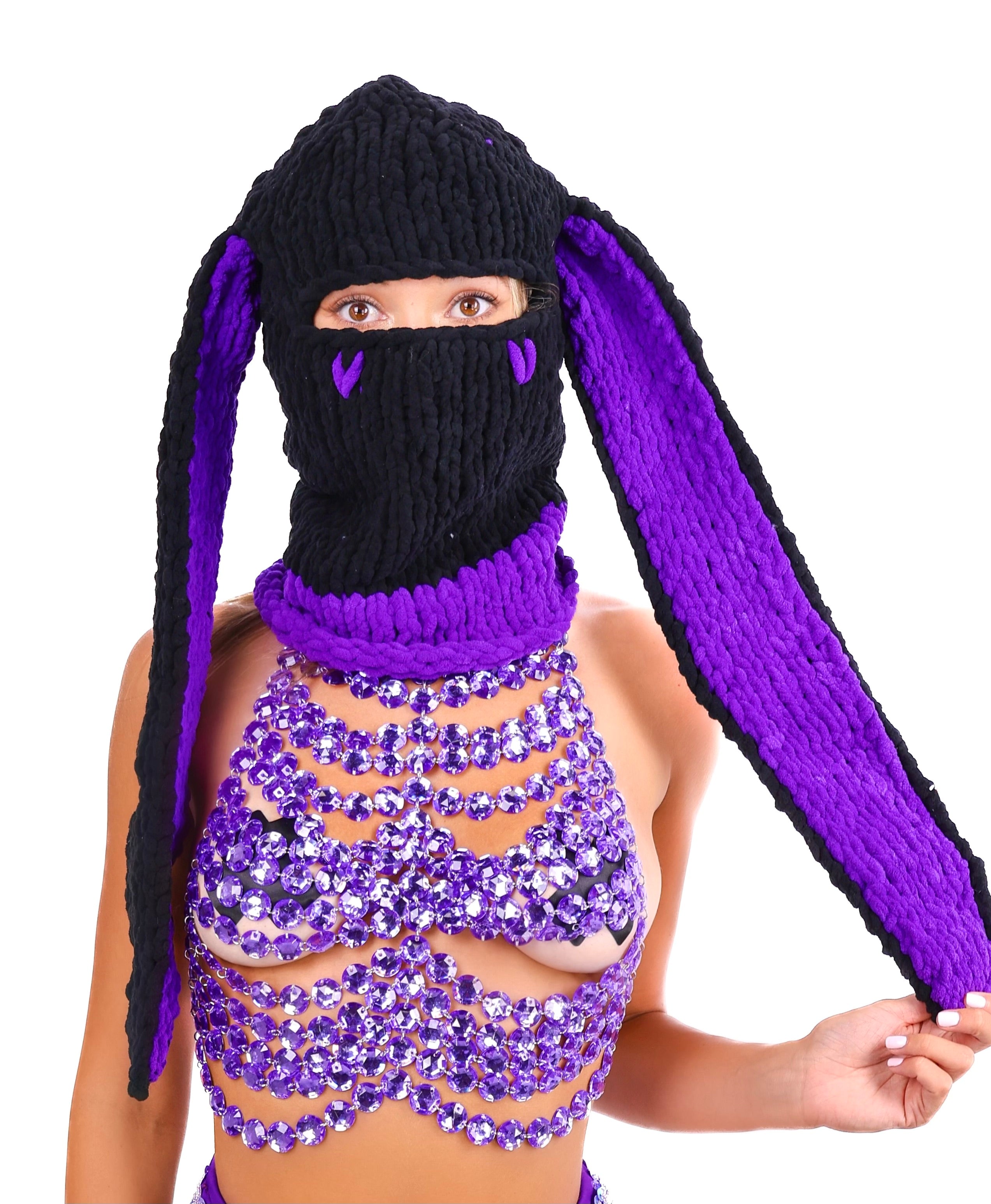 Black/Purple Bunny Hat
