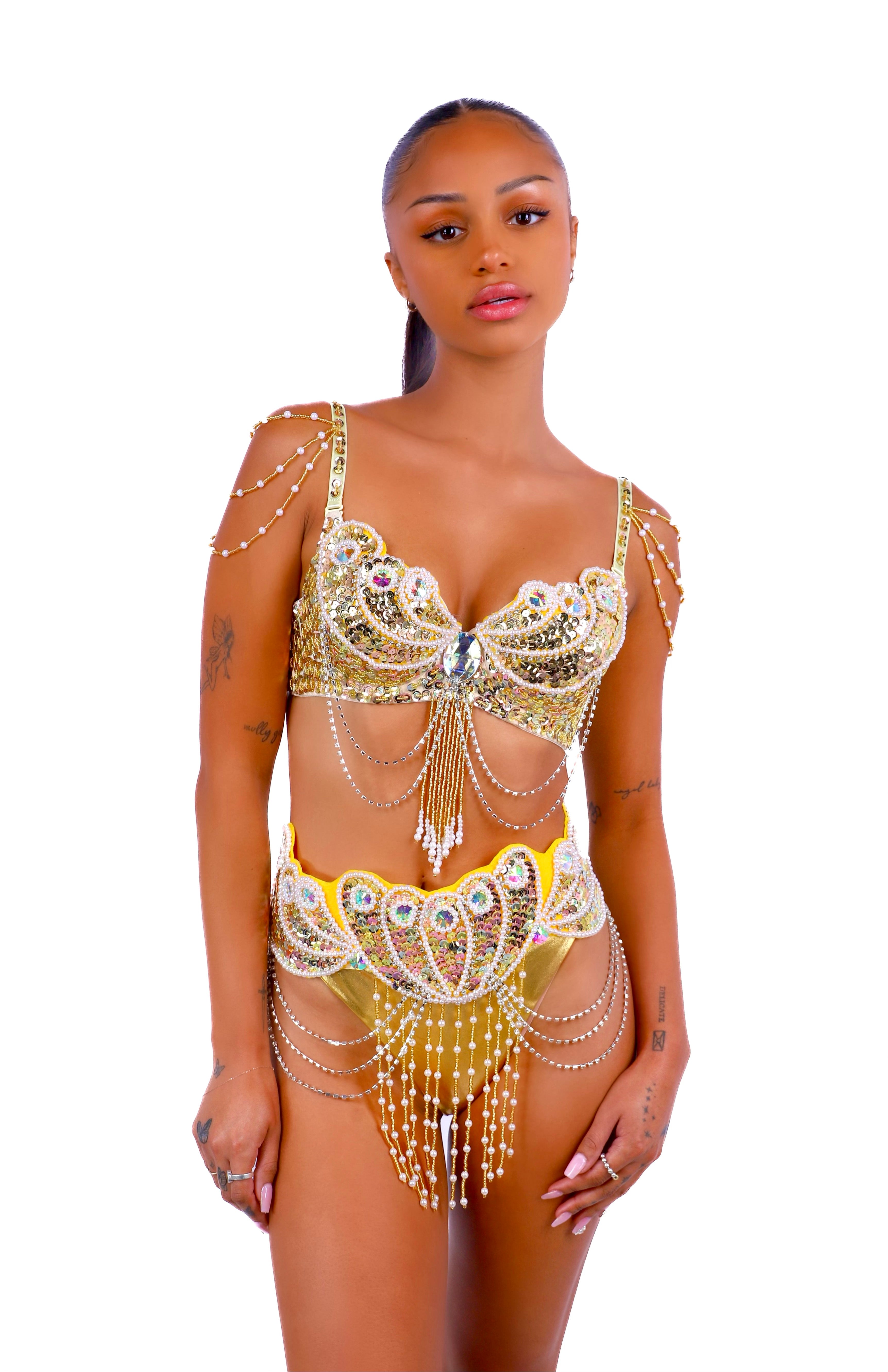 Gold Mermaid Carnival Bra Top