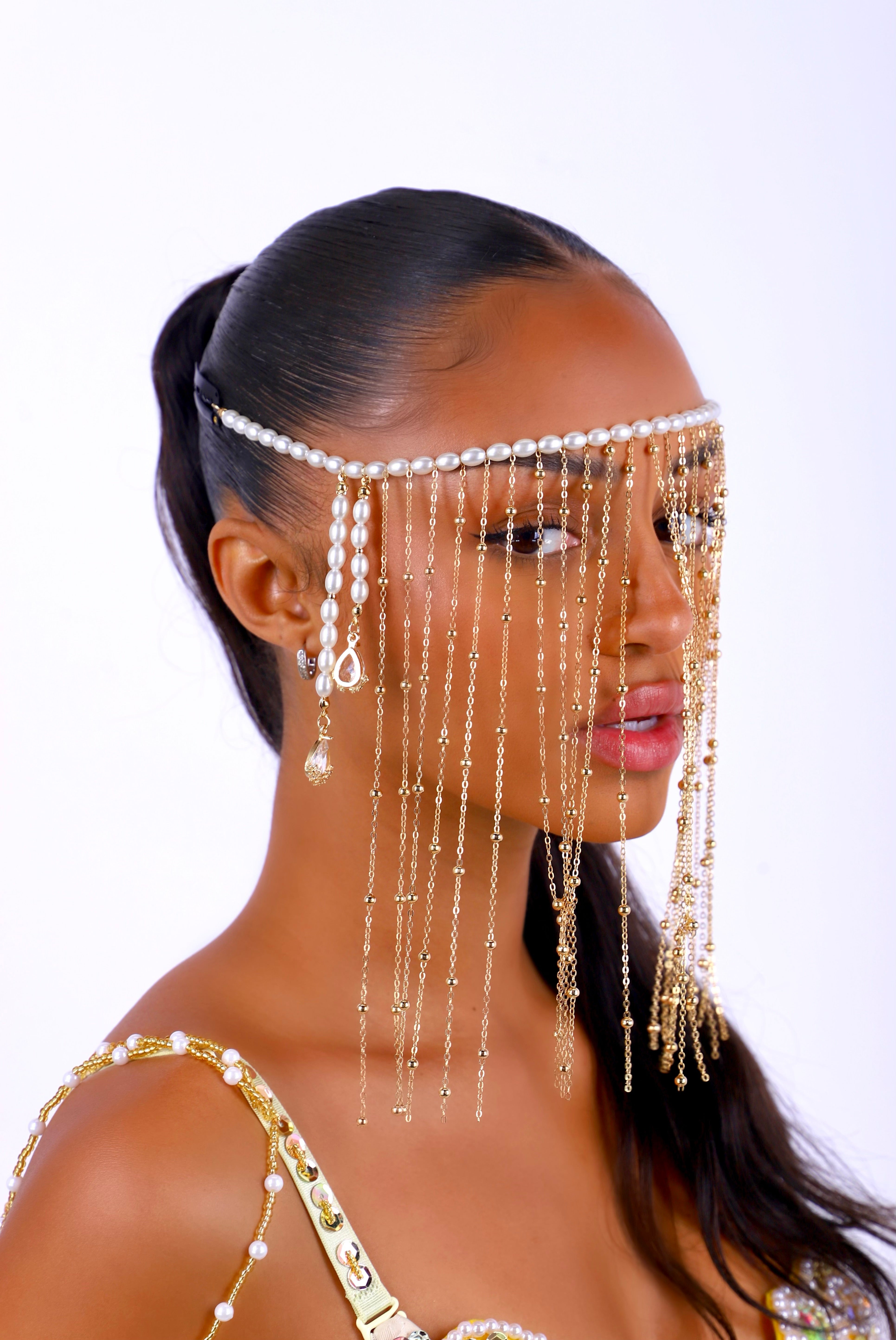 Gold Pearl Head Piece