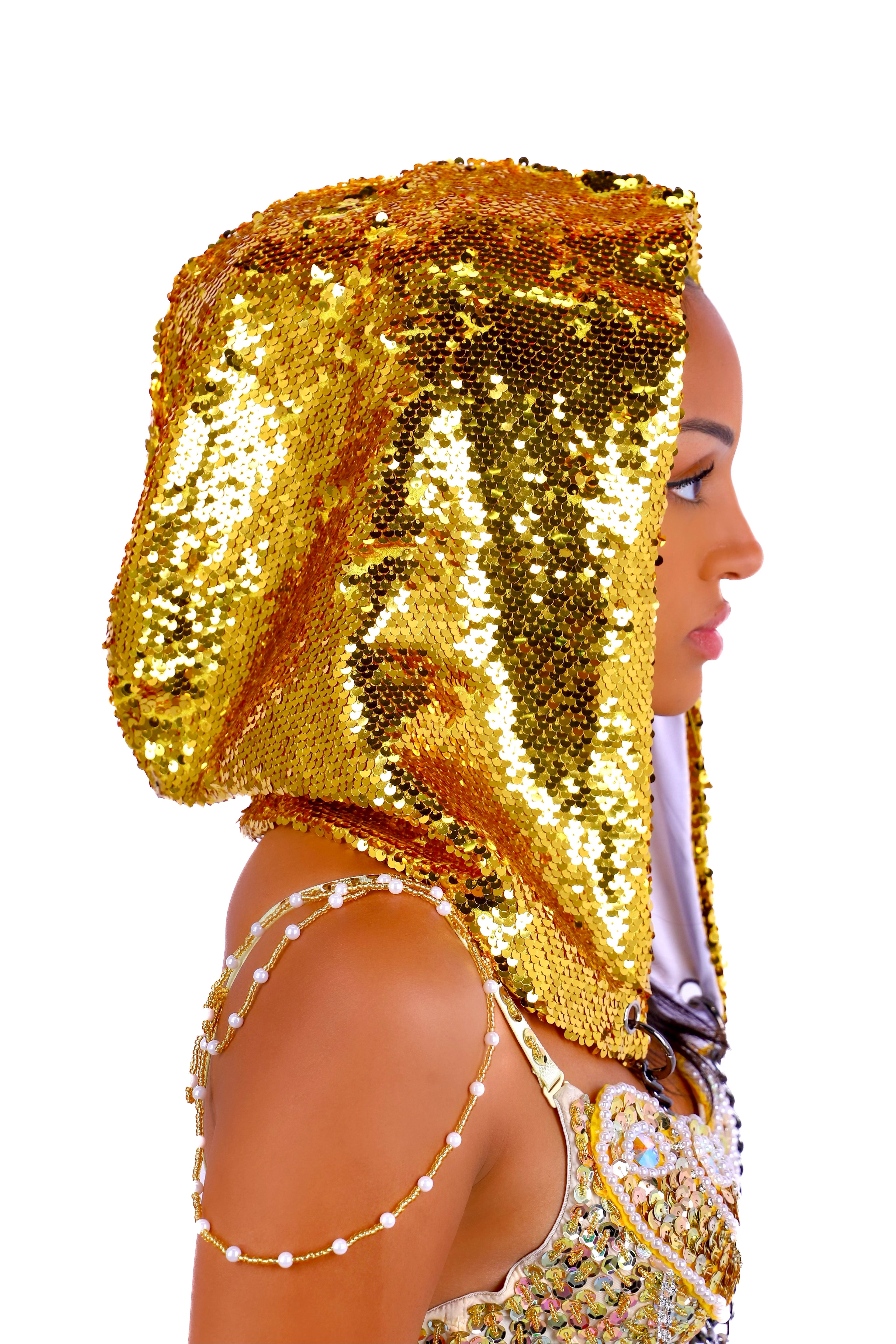 Gold/White Sequin Hood