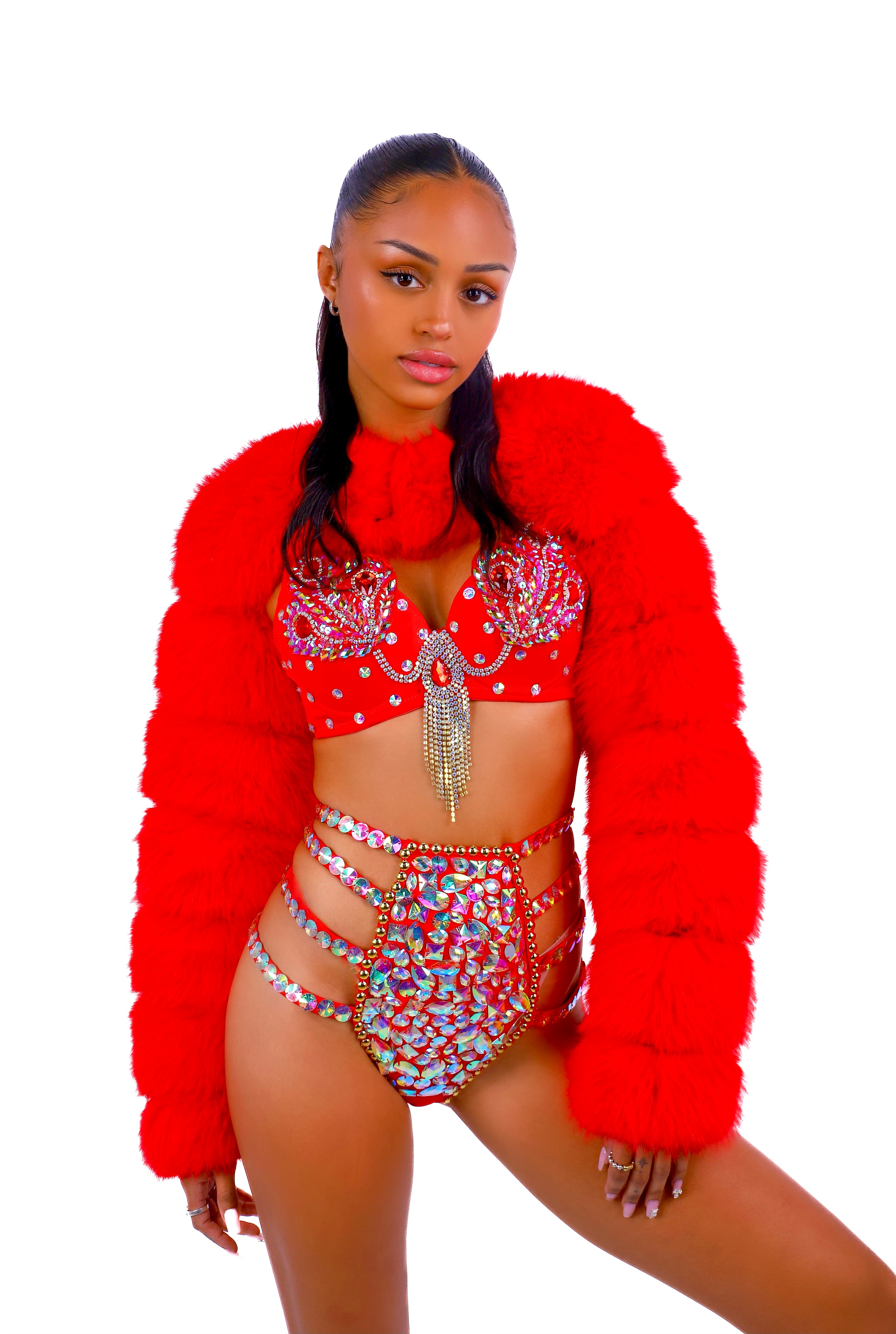 FULL OUTFIT- Fuzzy Red Swan (3 pcs)