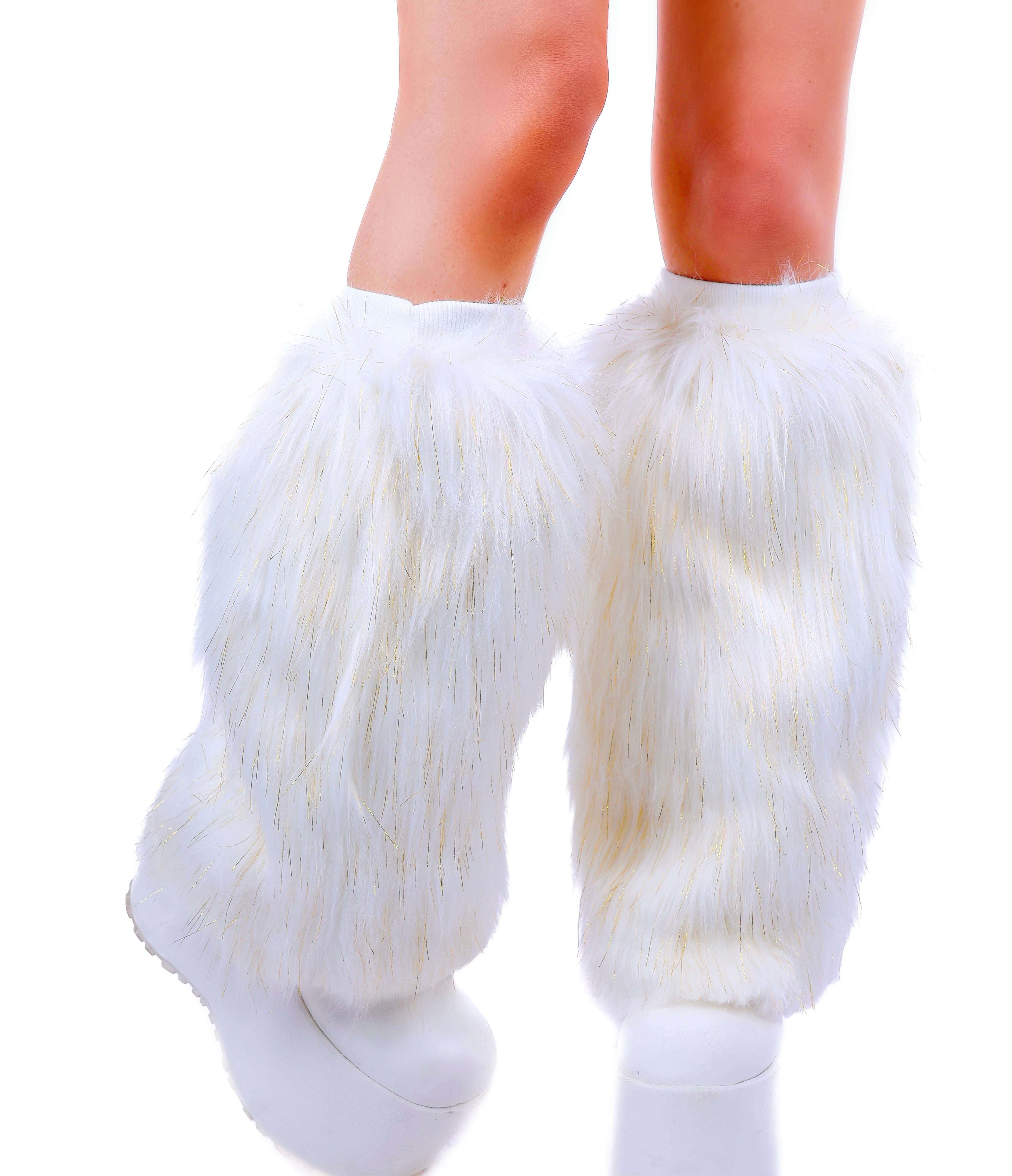 Snow Shimmer Fuzzy Leg Warmers