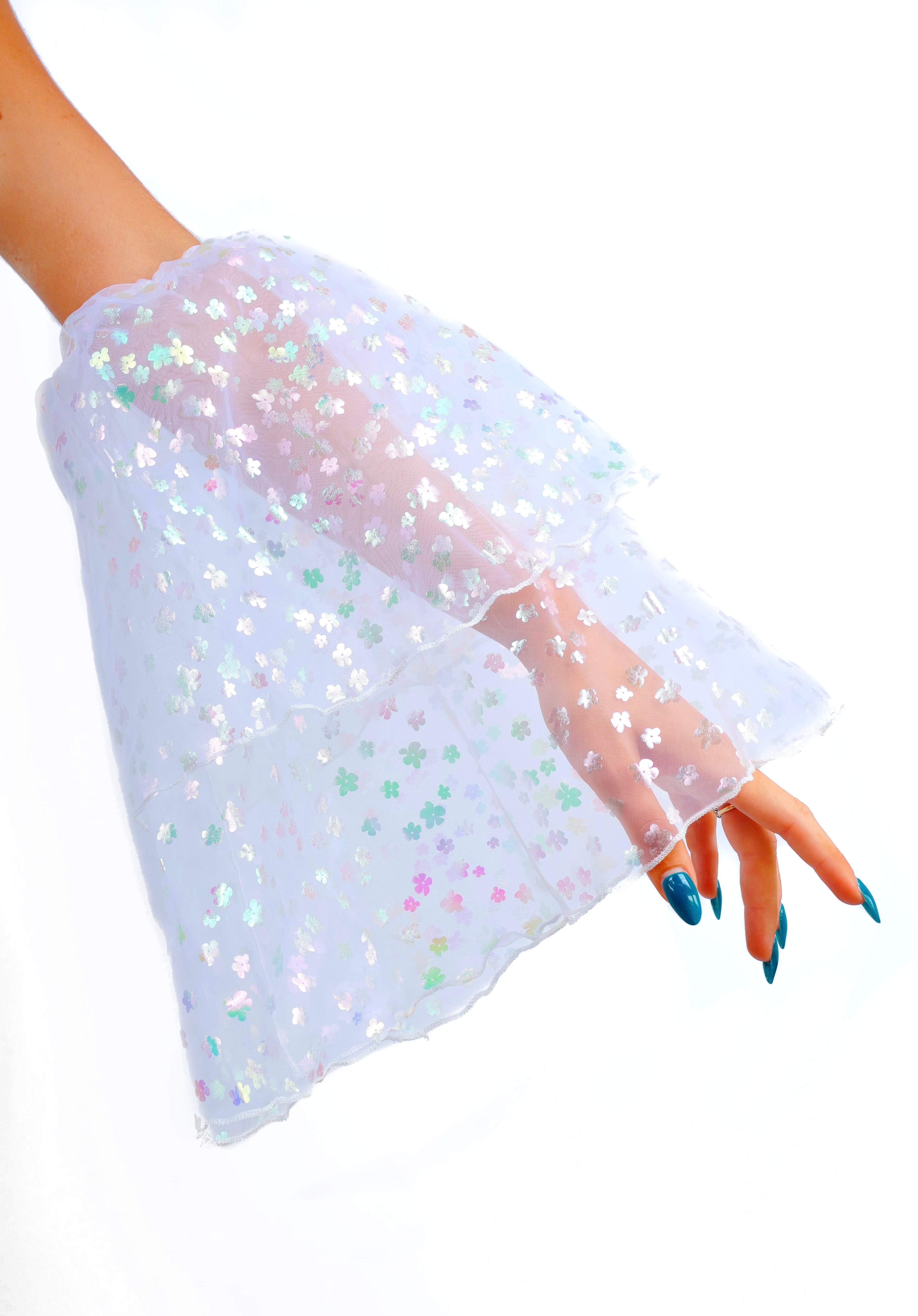 White Glitter Iridescence Fairy Arm Sleeves