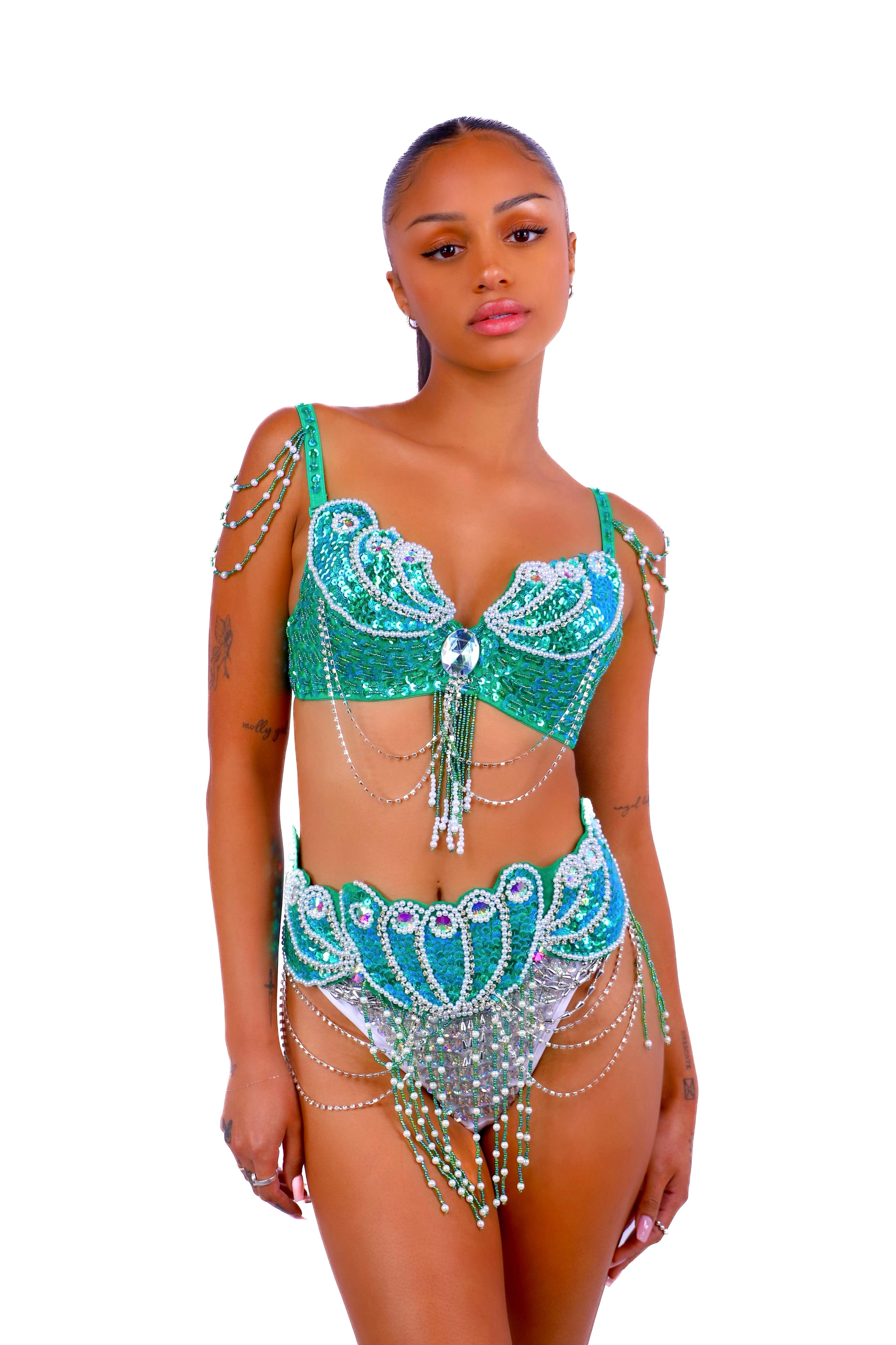 Emerald Mermaid Carnival Bra Top