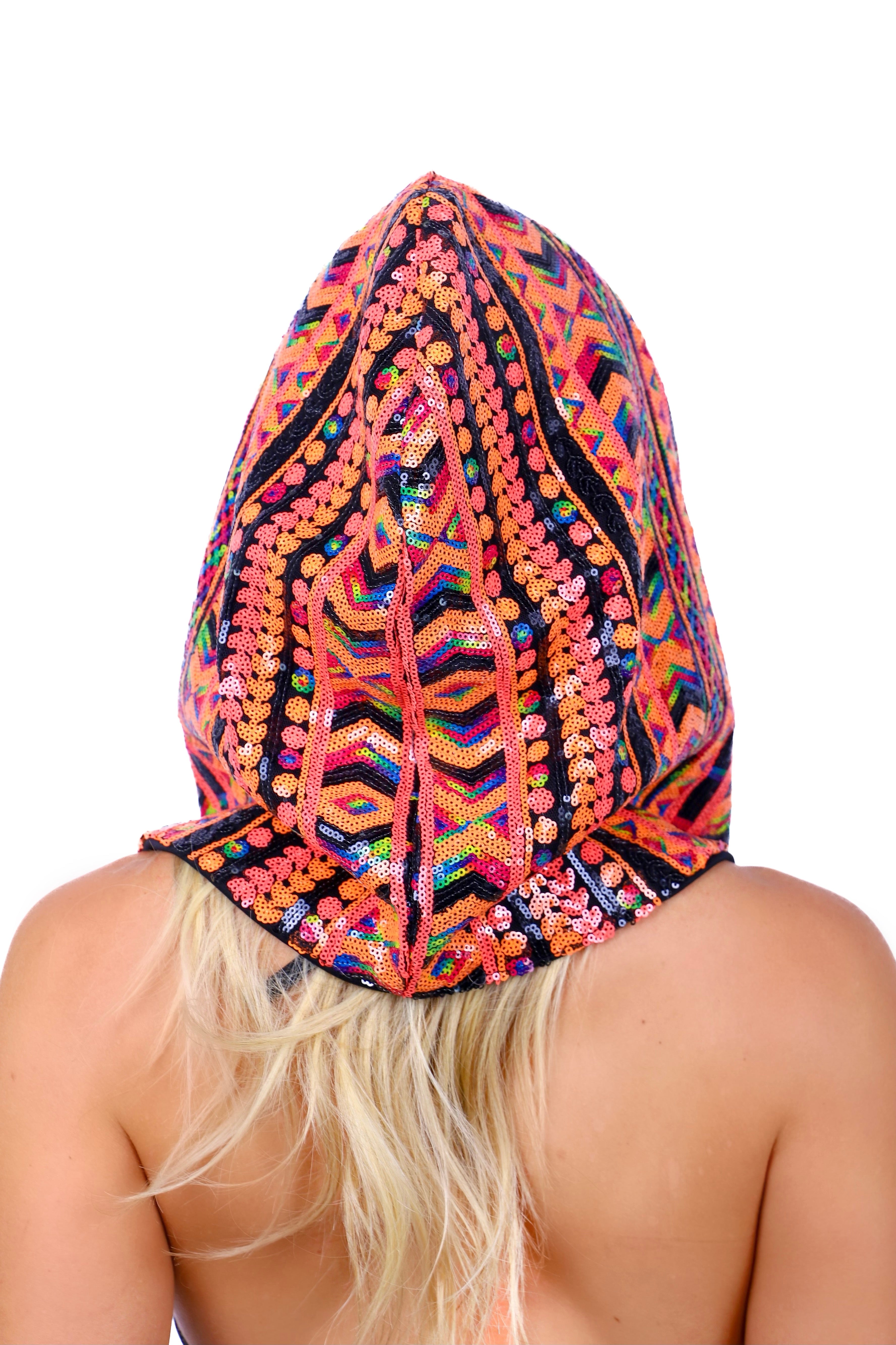 Fiery Tribal Sequin Hood