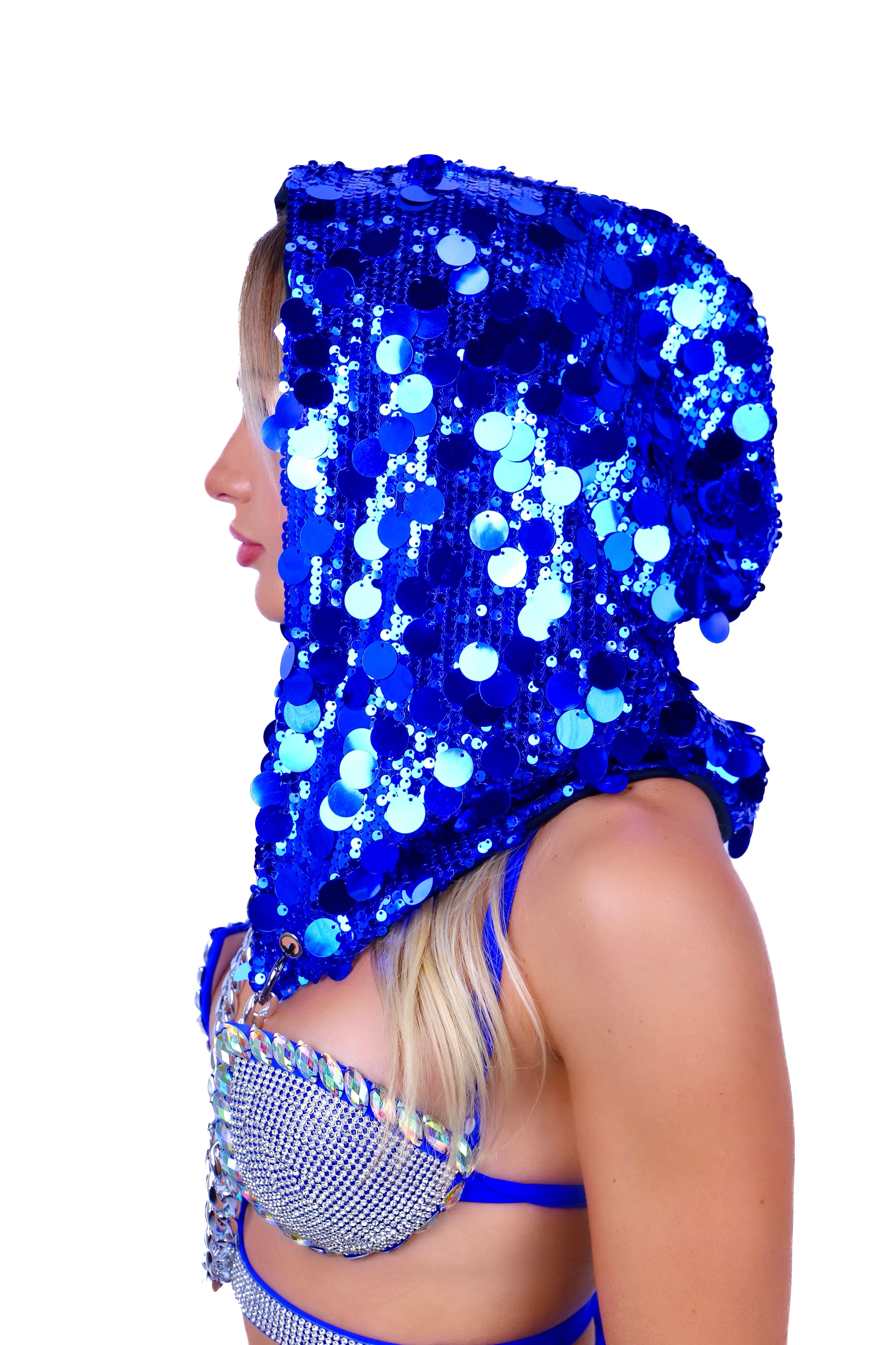 Royal Blue Disco Sequin Hood