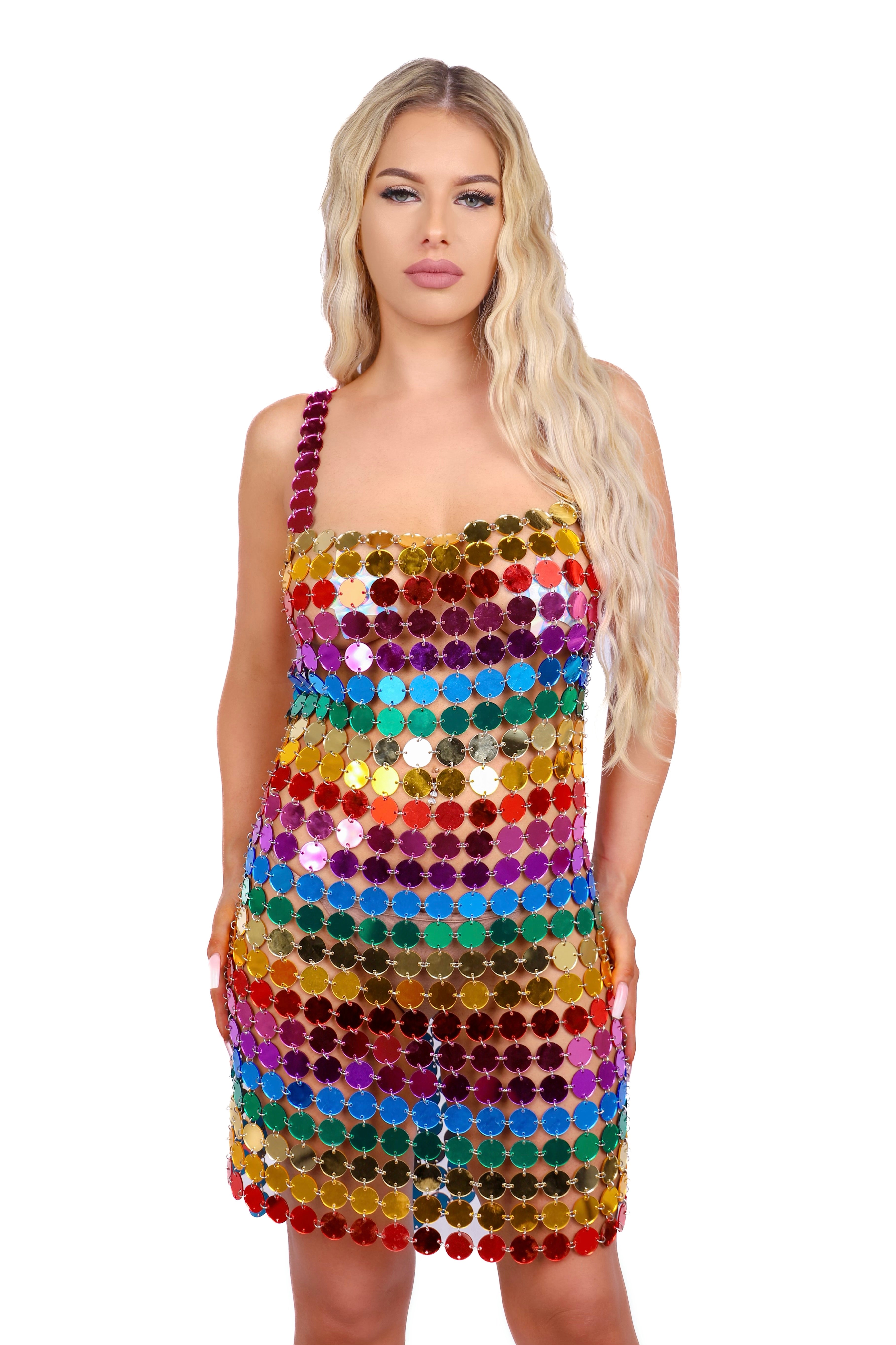 Rainbow Mirror Disco Dress